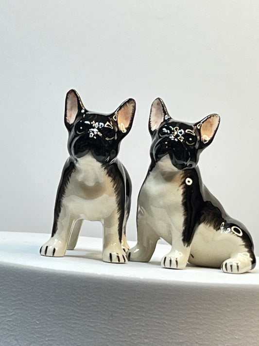 Miniature Porcelain French Bulldog Figurines Set of 2