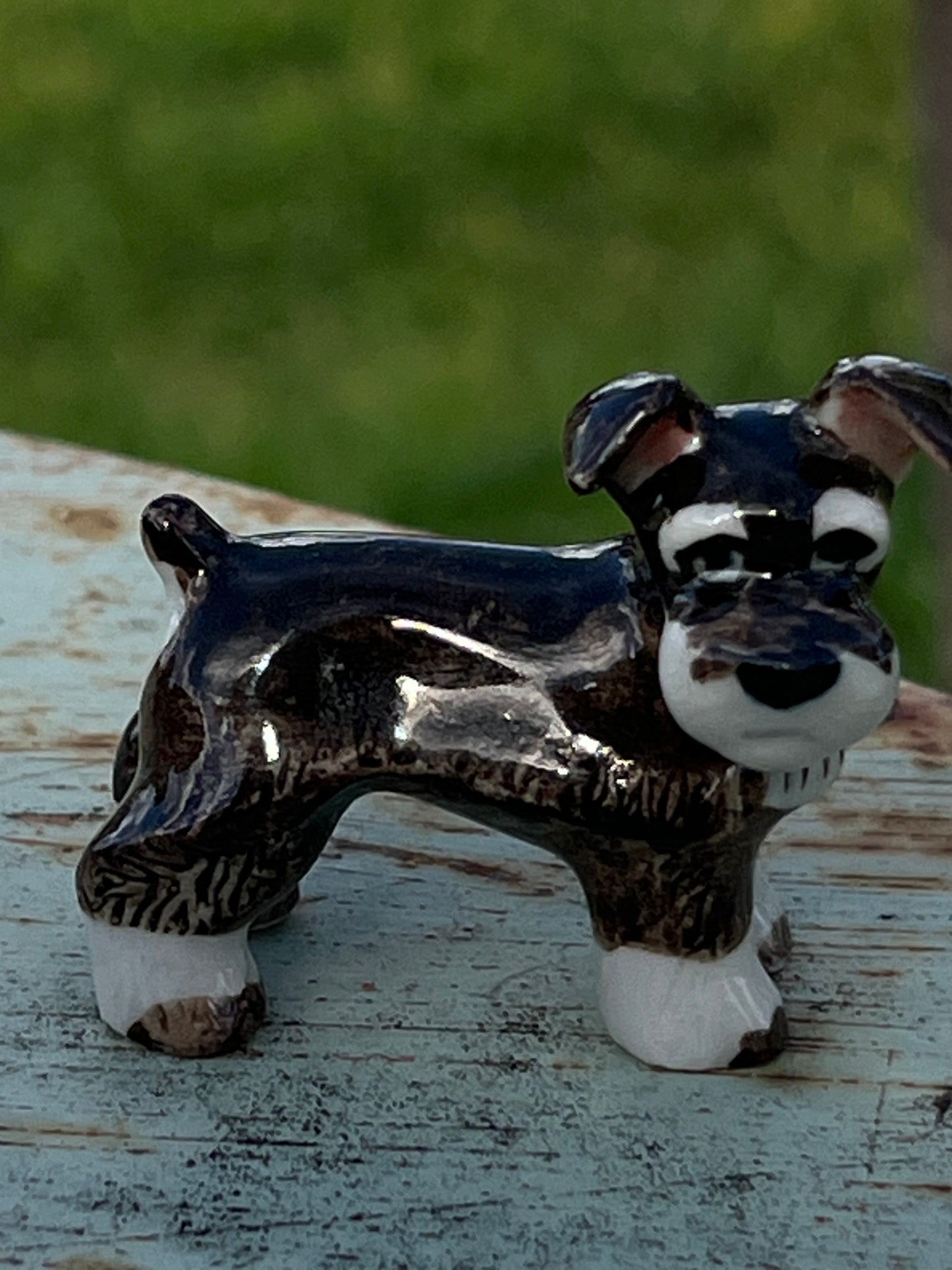 Miniature Porcelain Schnauzer Dog Figurine