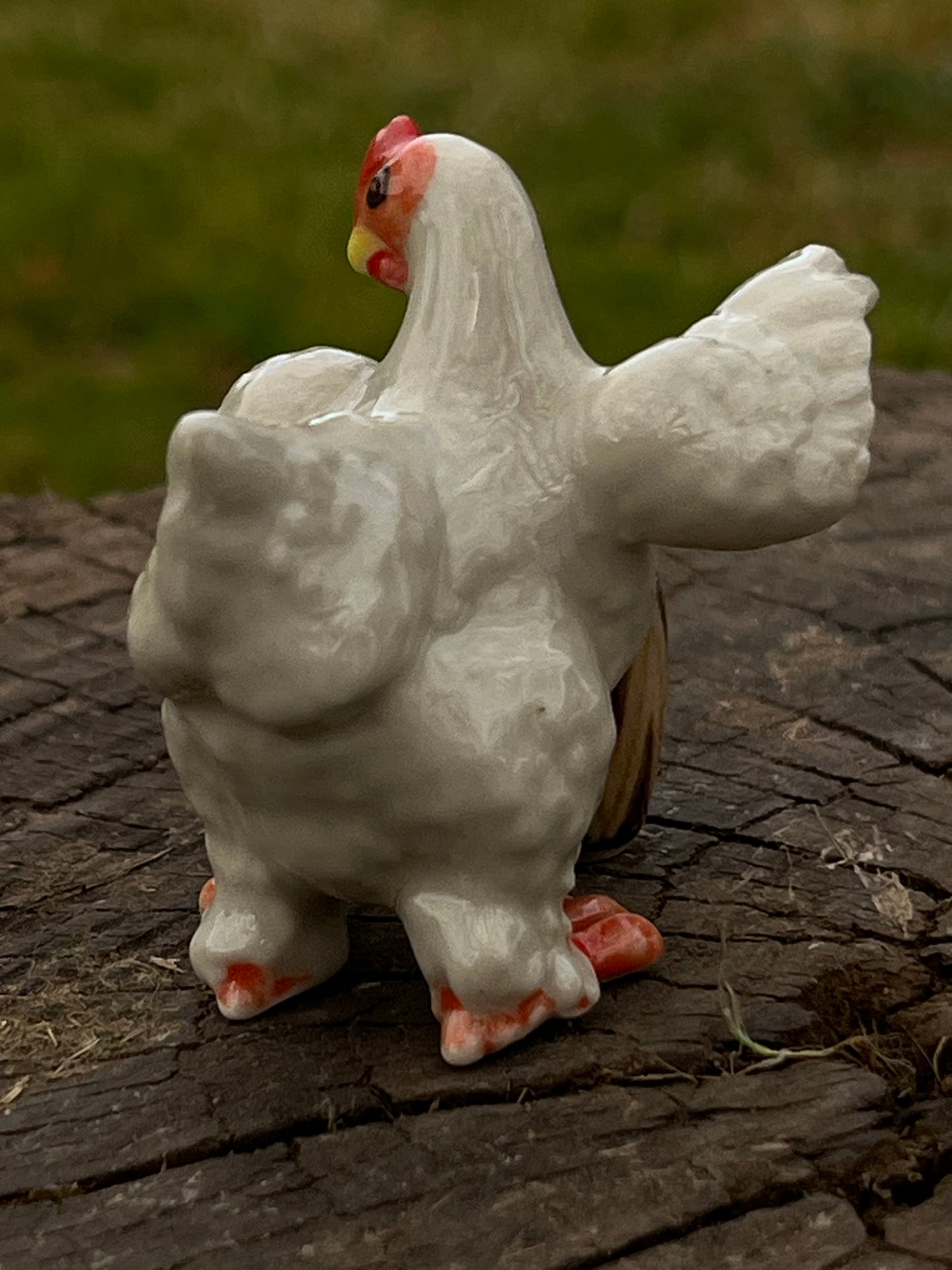 Miniature Porcelain Musical Singing Chicken Figurine