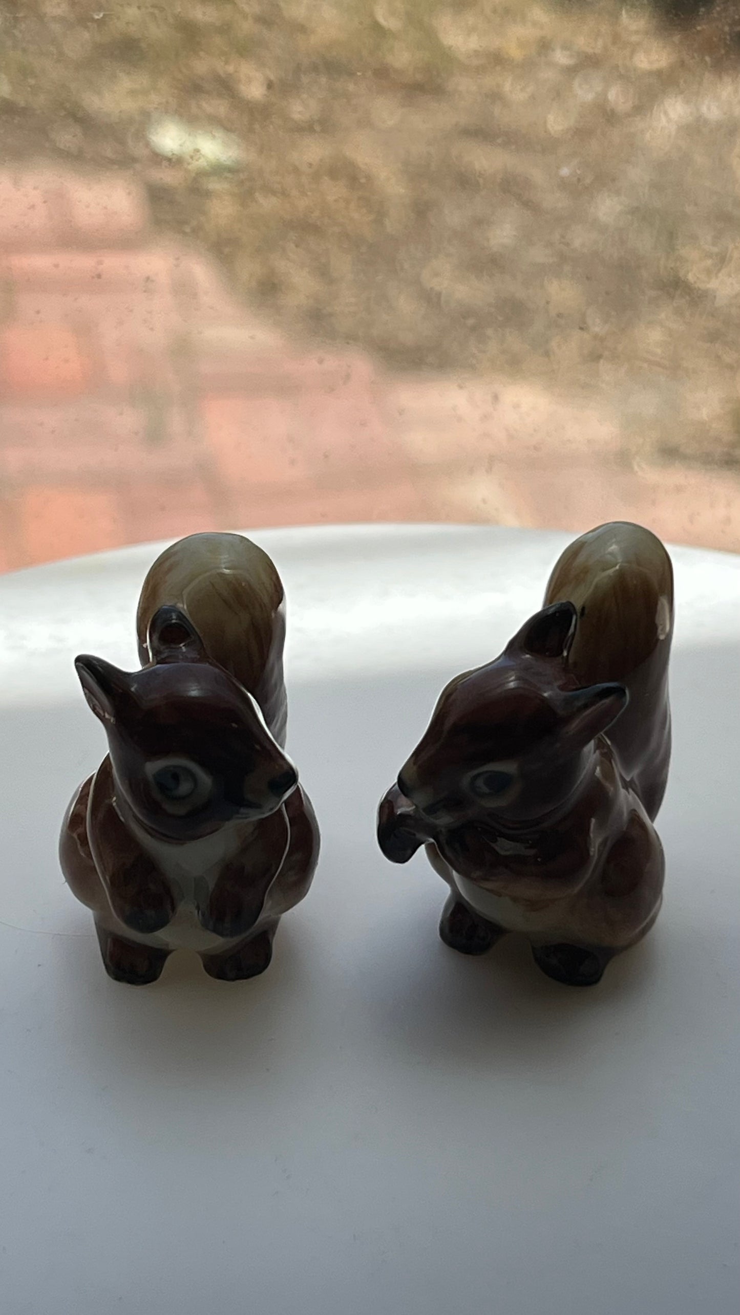 Miniature Porcelain Squirrel Figurines Set of 2