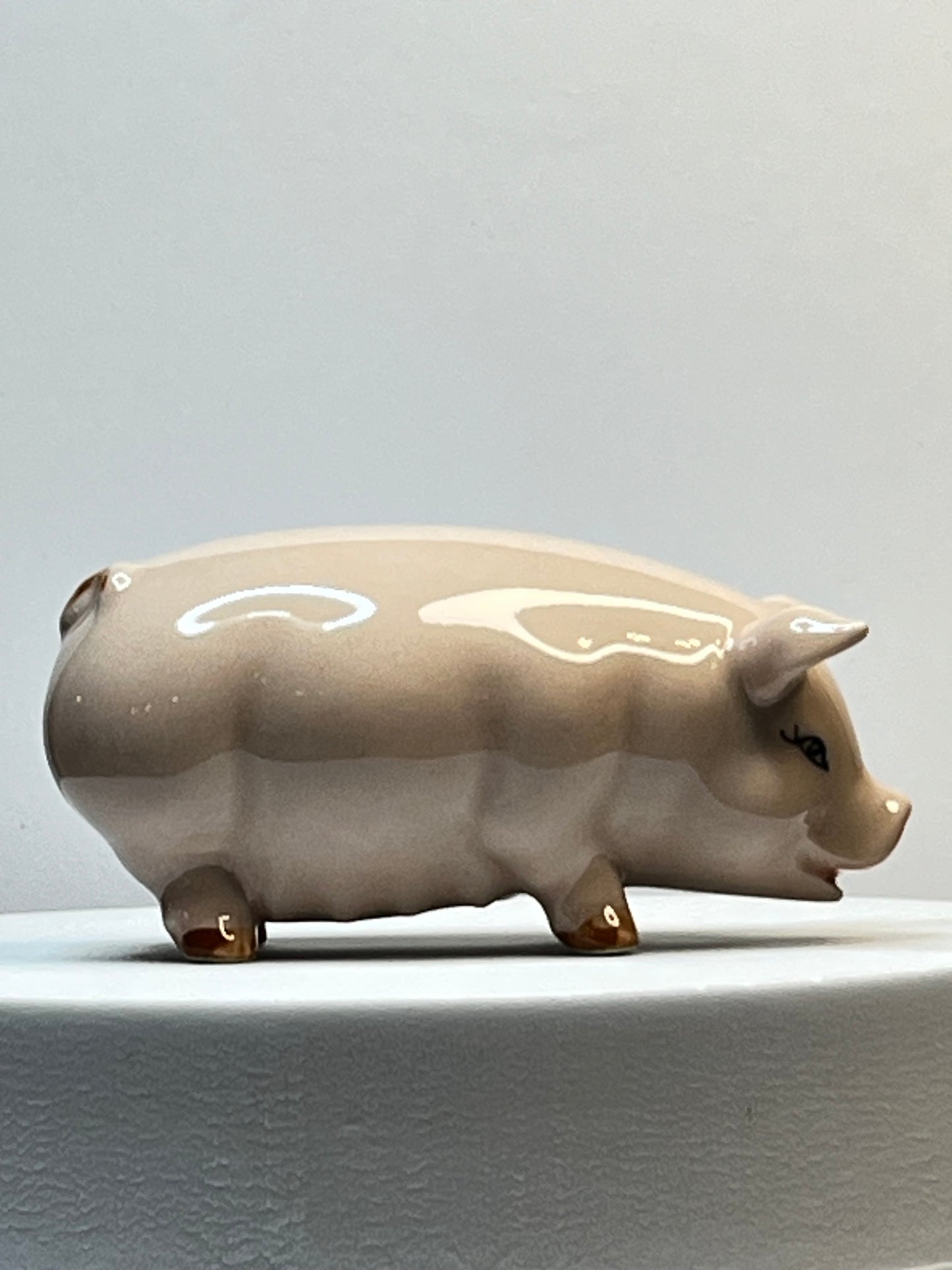 Miniature Porcelain Pig Figurine Large