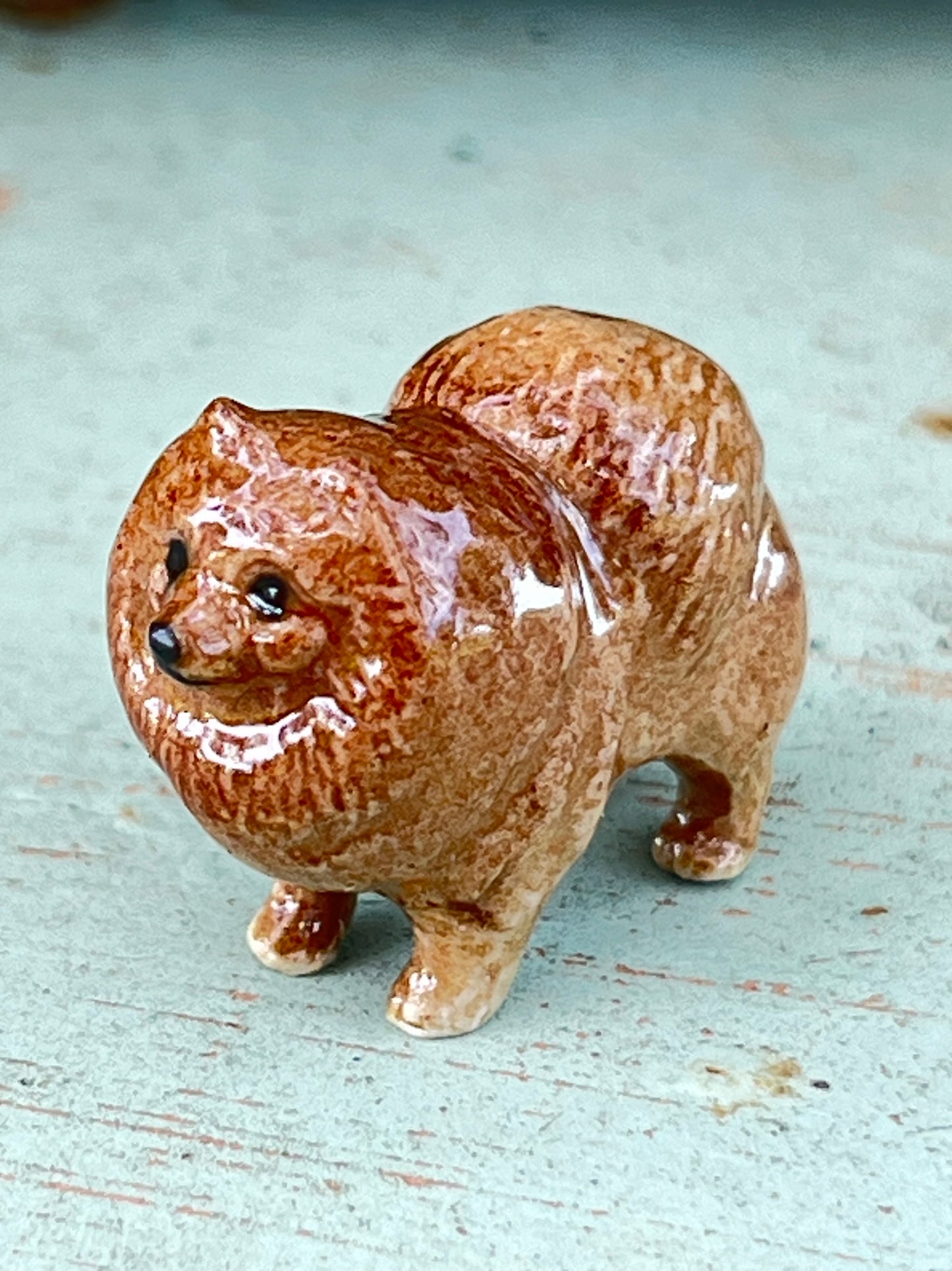 Miniature Porcelain Pomeranian Dog Mini
