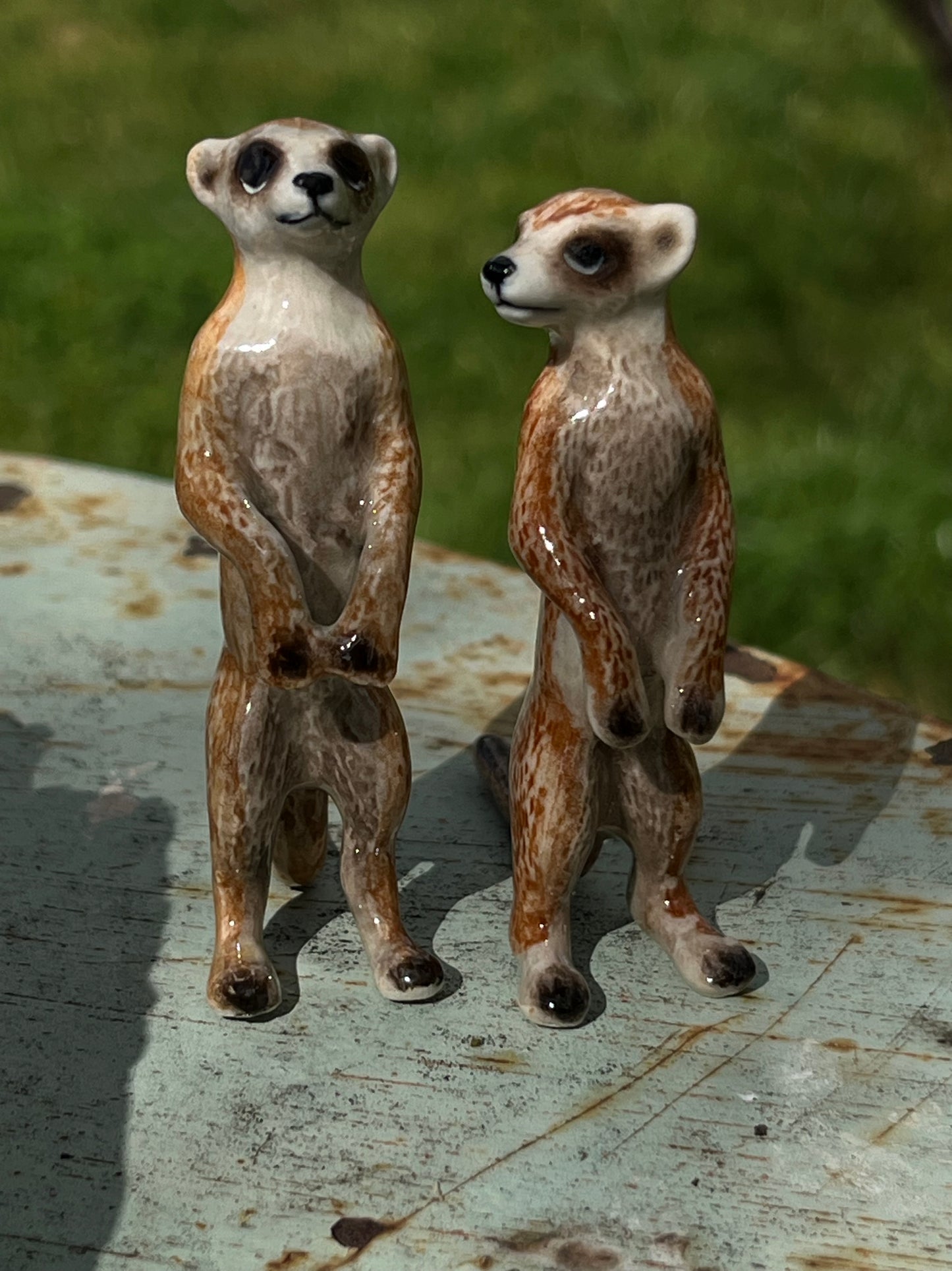 Miniature Porcelain Meerkat Figurines Set of 2