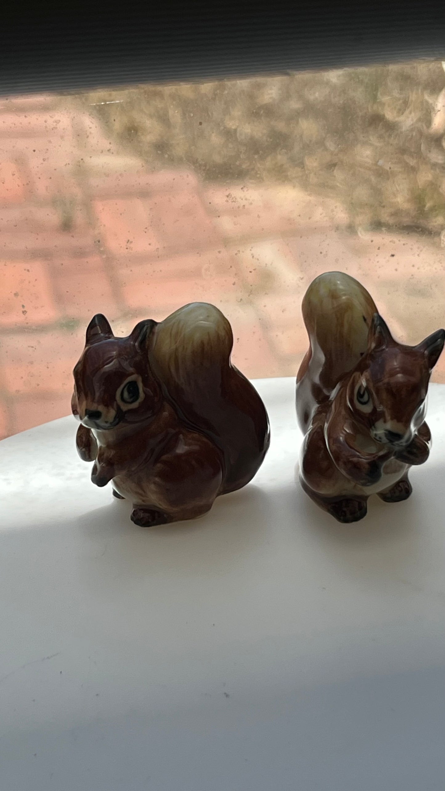 Miniature Porcelain Squirrel Figurines Set of 2