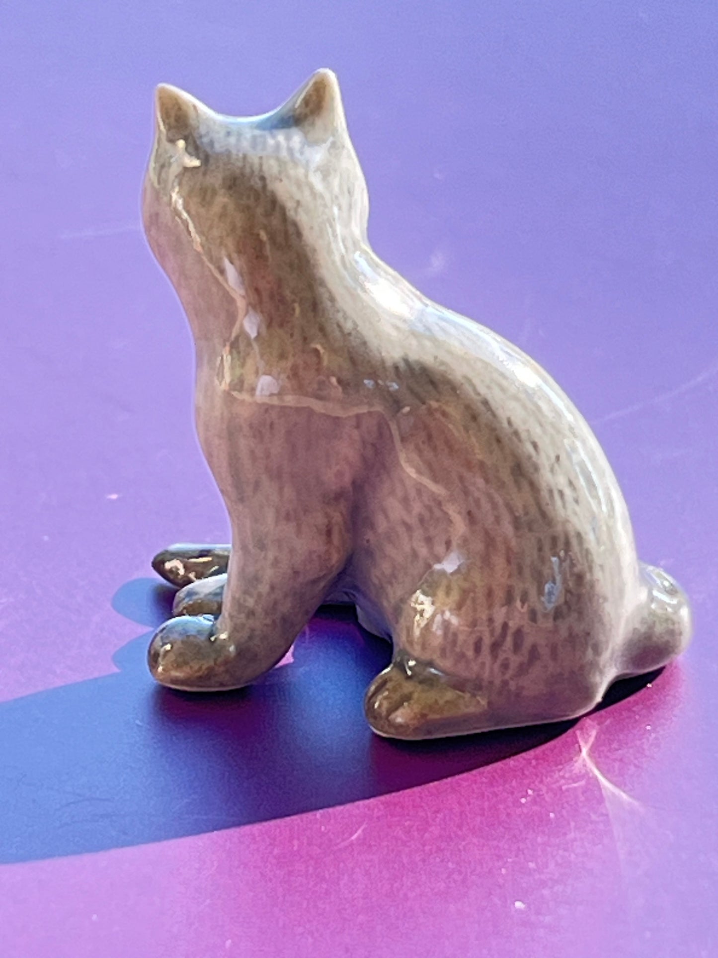 Miniature Porcelain Russian Blue Cat Figurine