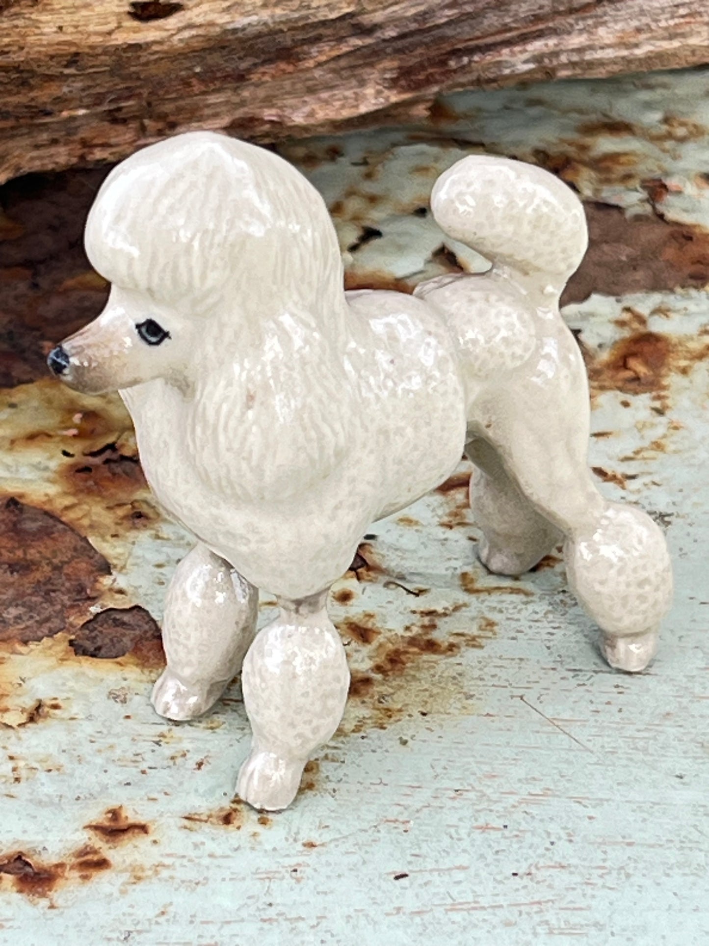 Miniature Porcelain White Poodle Dog Figurine