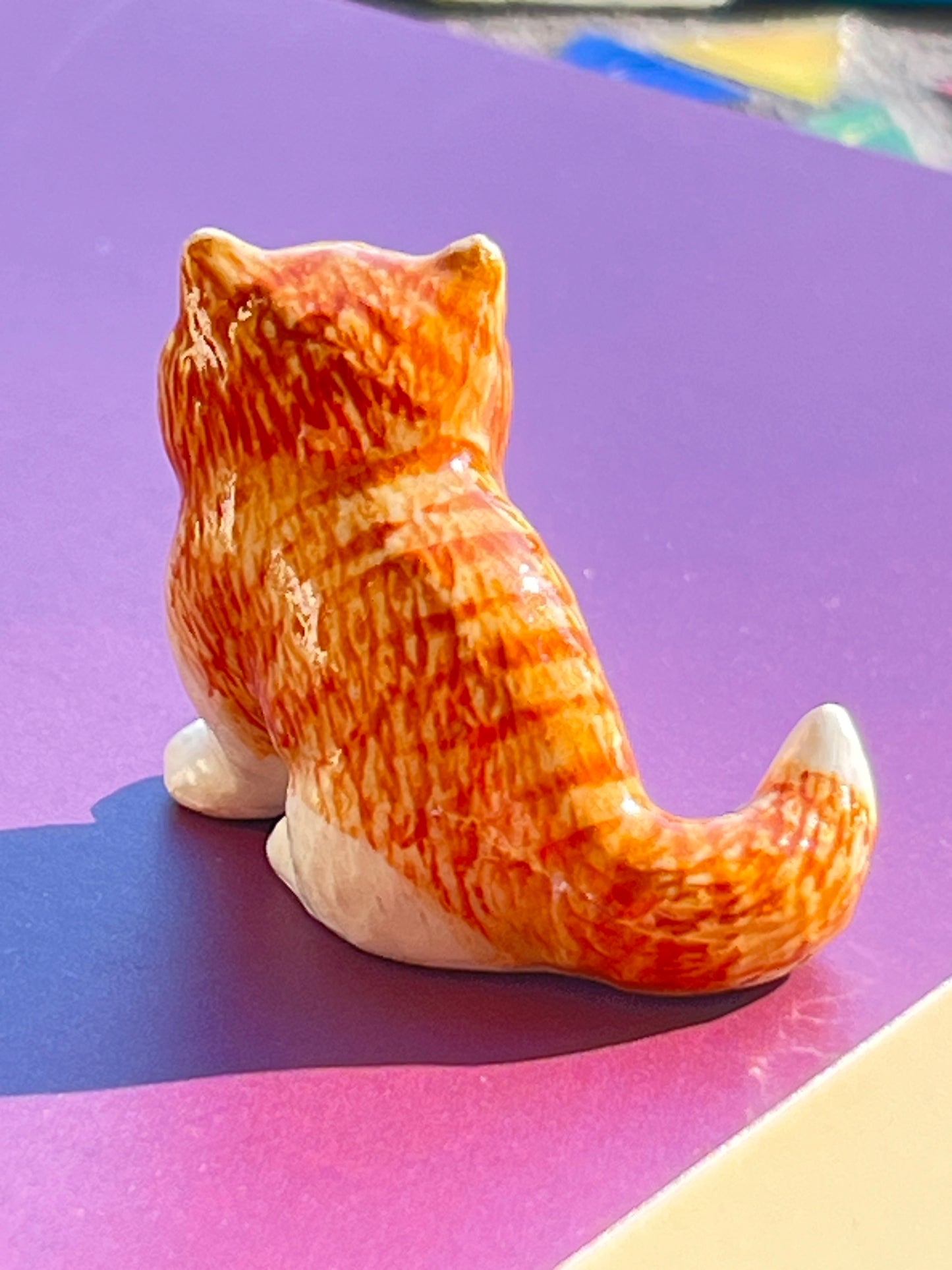 Miniature Porcelain Cats Kittens Figurines Mini Sitting Ginger Kitten