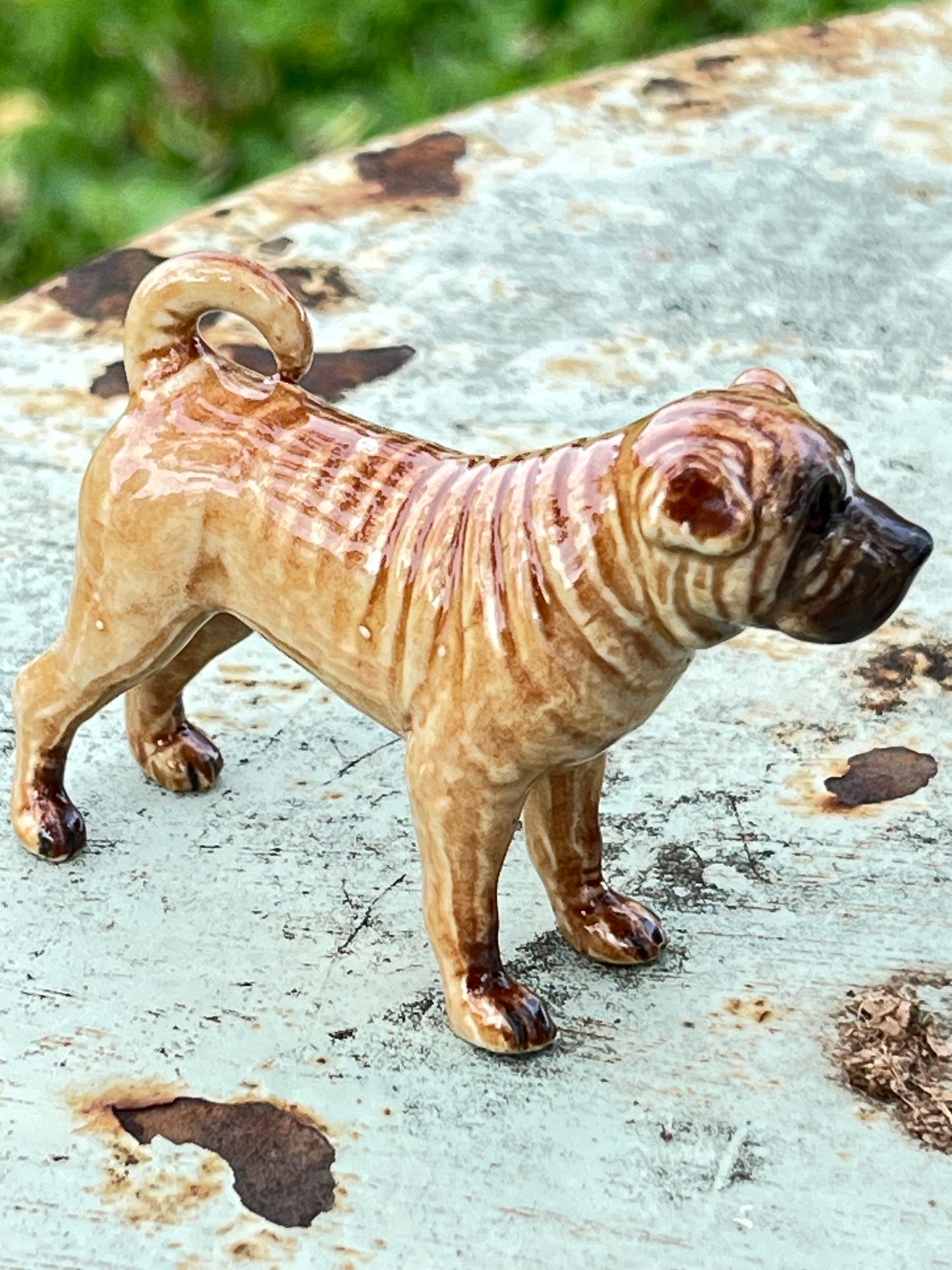 Miniature Porcelain Standing Shar Pei Dog Figurine