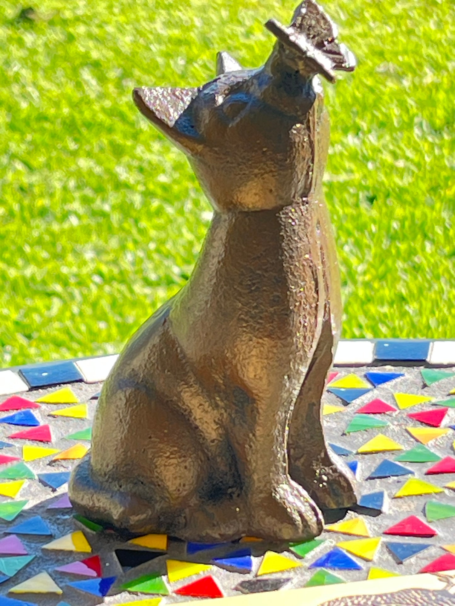 Cast Iron Cat With Butterfly On Nose