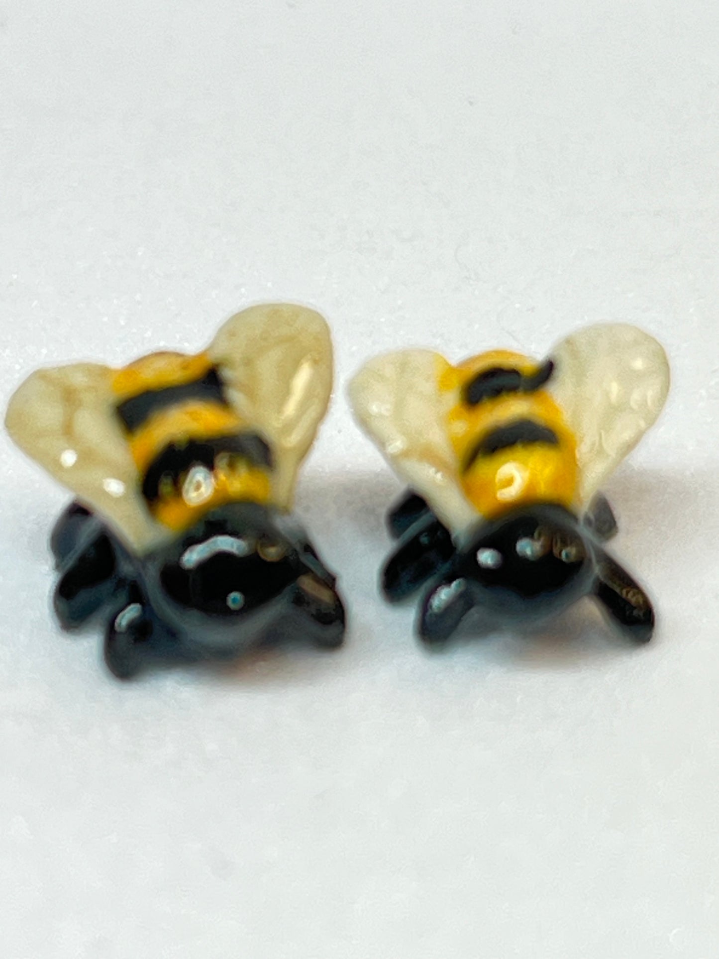 Miniature Porcelain Bee Figurines for Set of 2