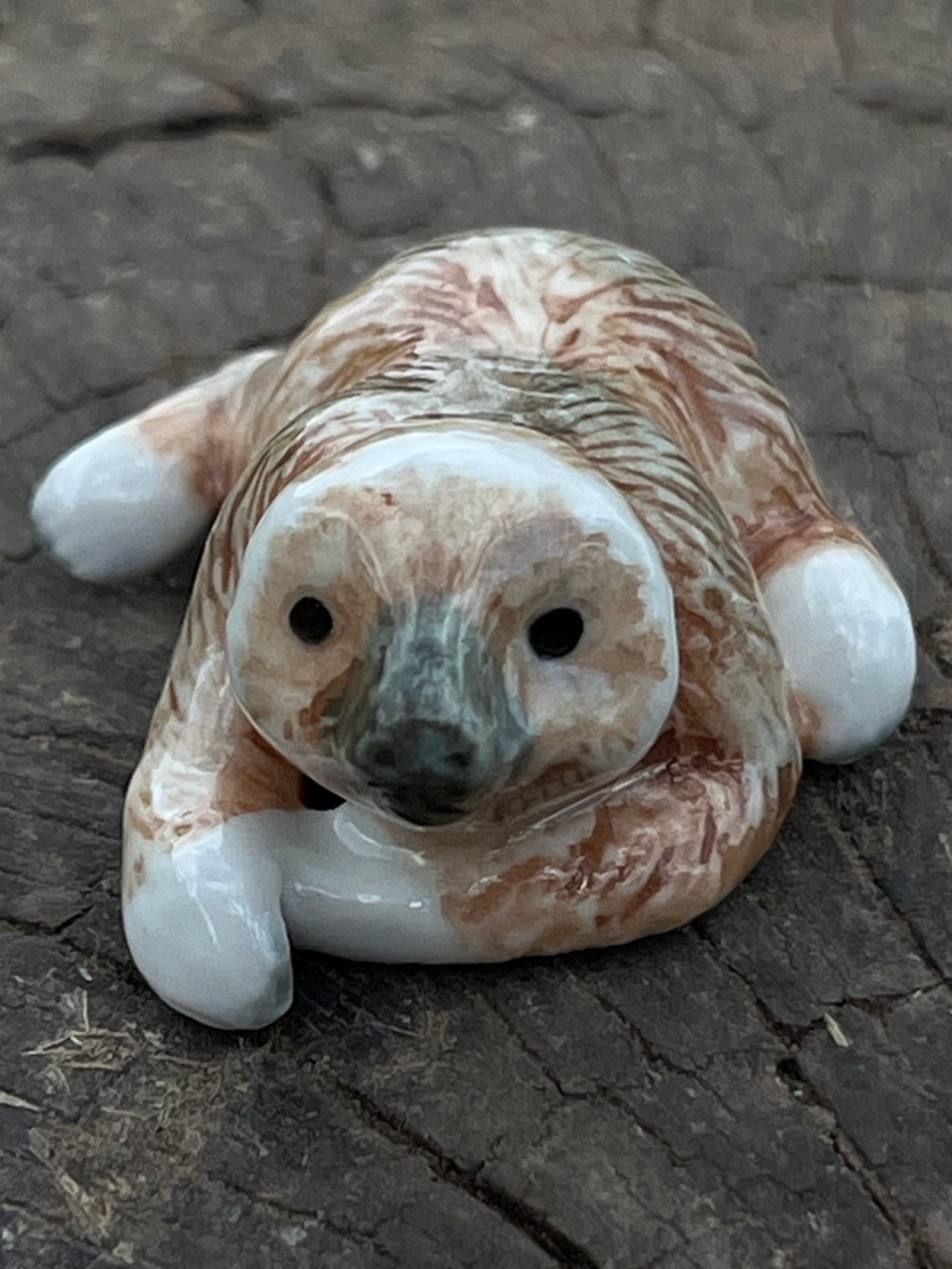 Miniature Porcelain Baby Sloth Laying Down Figurine