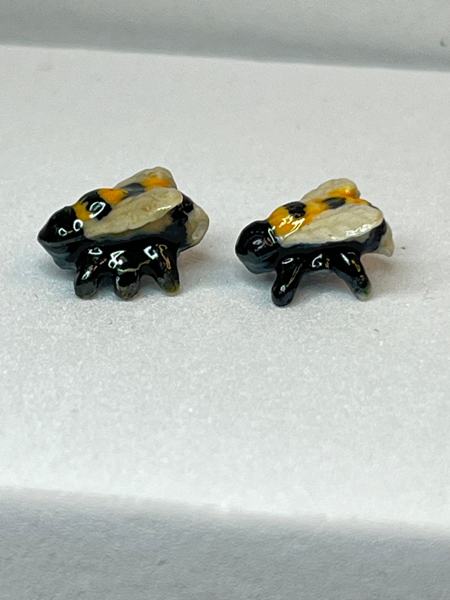 Miniature Porcelain Bee Figurines for Set of 2