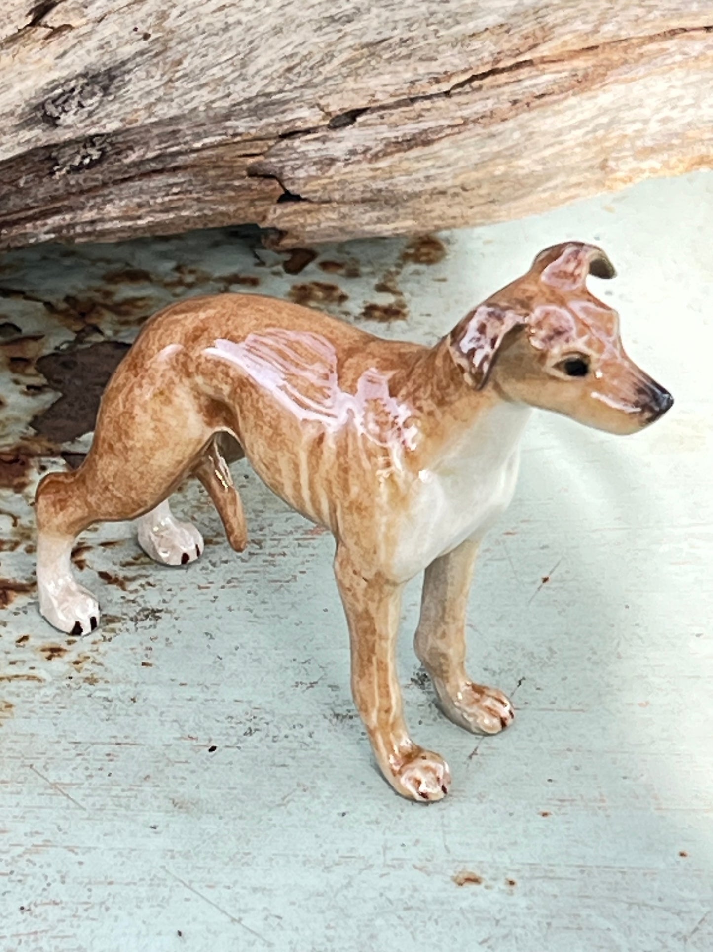 Miniature Porcelain Whippet Dog Figurine