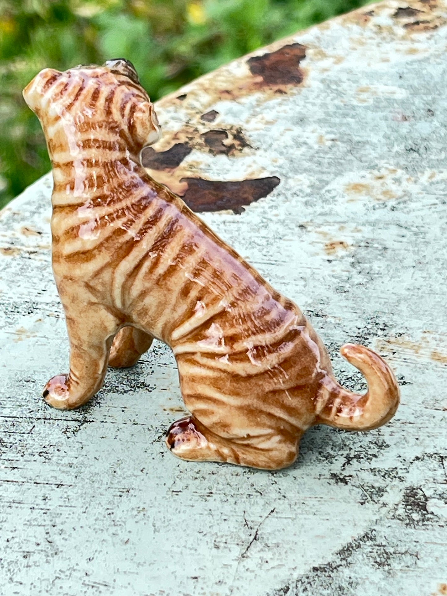 Miniature Porcelain Sitting Shar Pei Dog Figurine