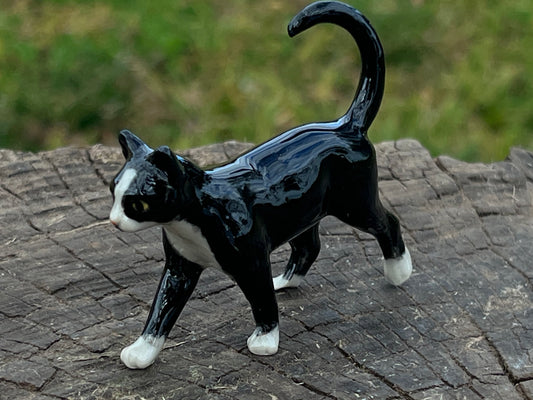 Miniature Porcelain Tuxedo Cat Walking