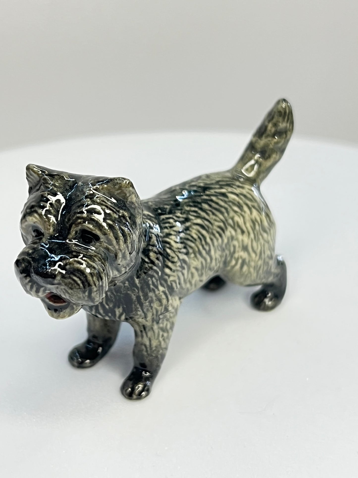 Miniature Porcelain Black Grey Cairn Terrier Figurine