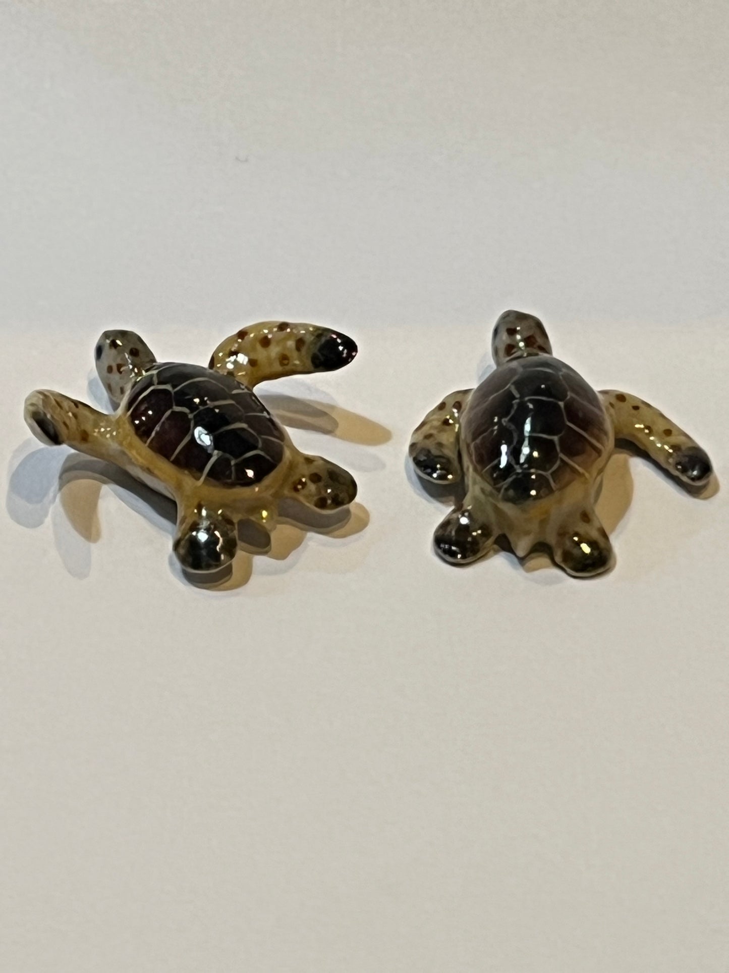 Miniature Porcelain Sea Turtles - Tiny Ocean Animals Figurines