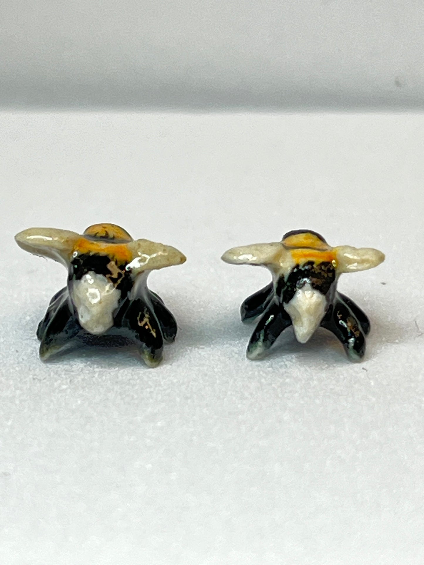 Miniature Porcelain Bee Figurines for Set of 2