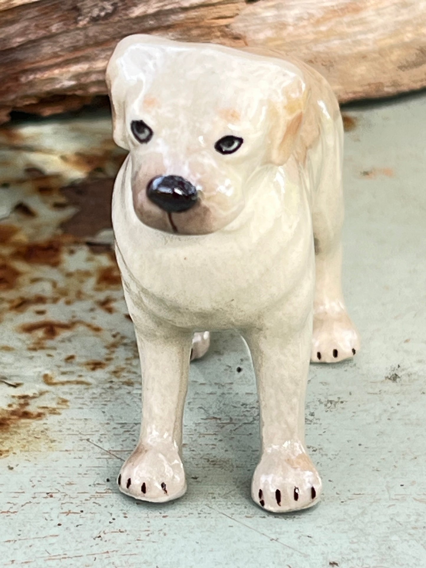 Miniature Porcelain Dog Figurine Light Labrador Standing