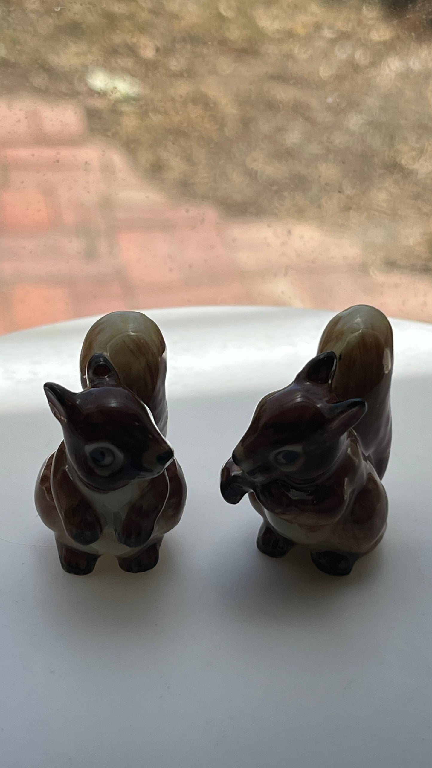 Miniature Porcelain Squirrel Figurines Set of 2