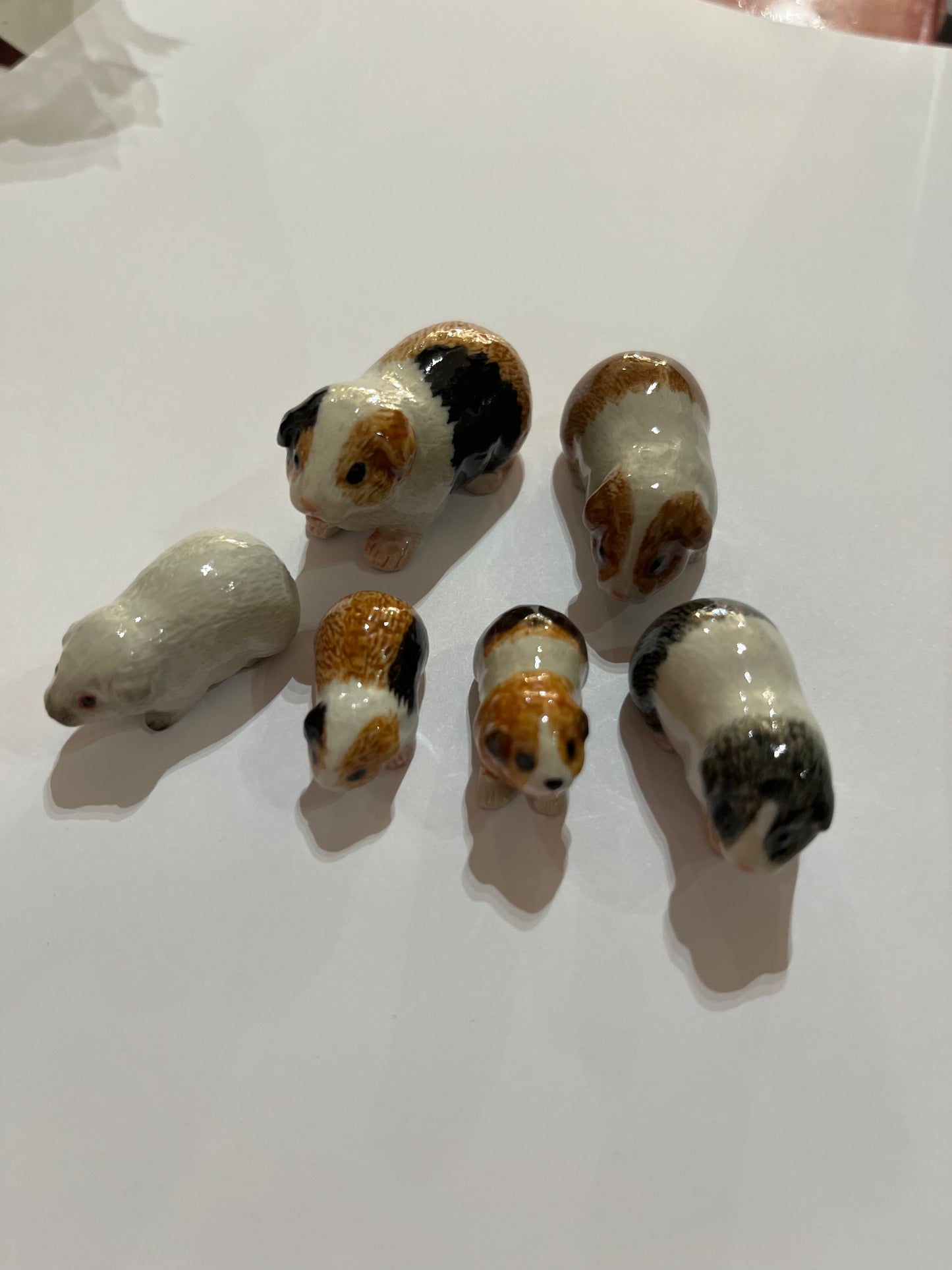 Miniature Porcelain Guinea Pig Figurines Set of 6