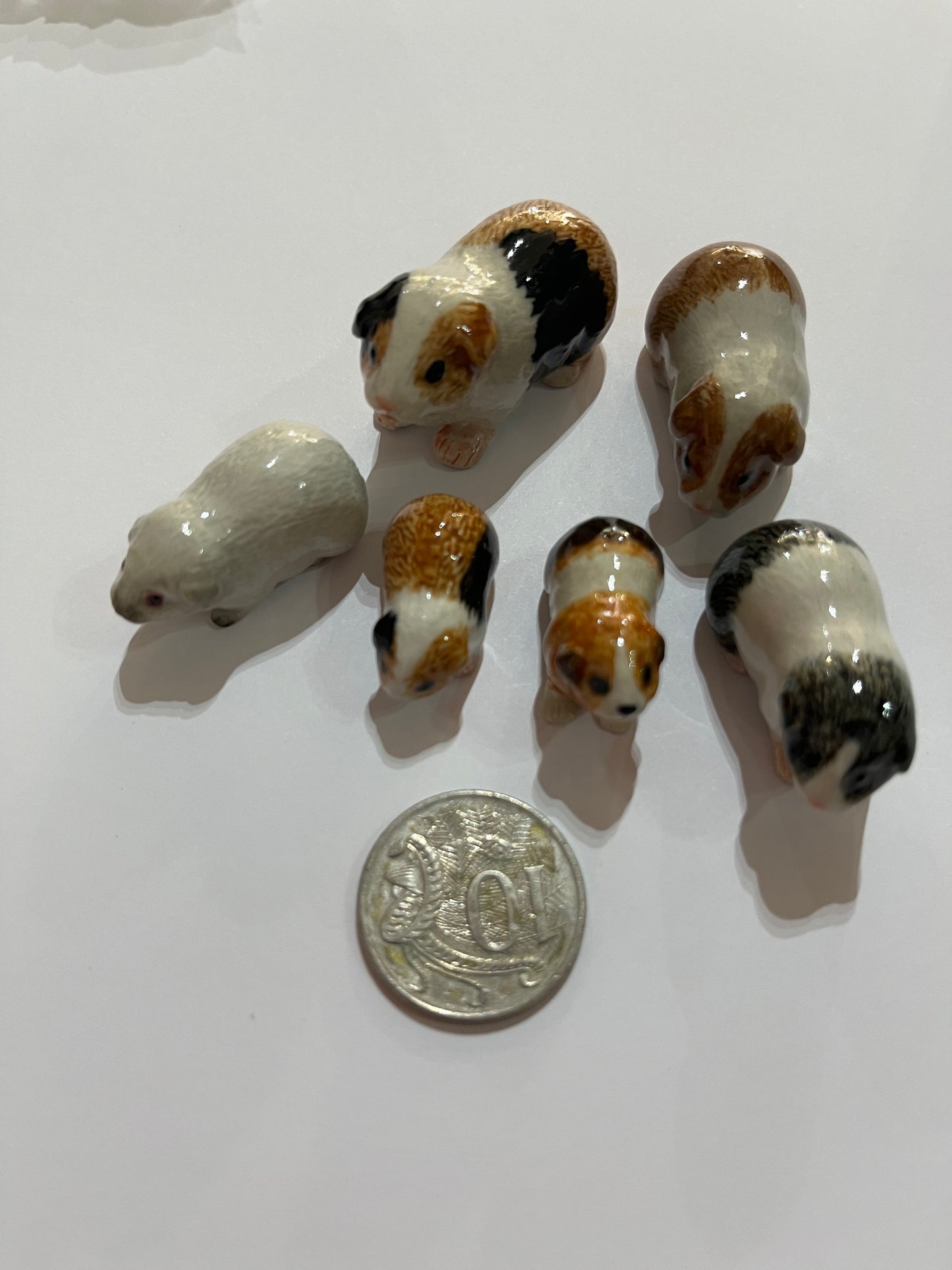 Miniature Porcelain Guinea Pig Figurines Set of 6