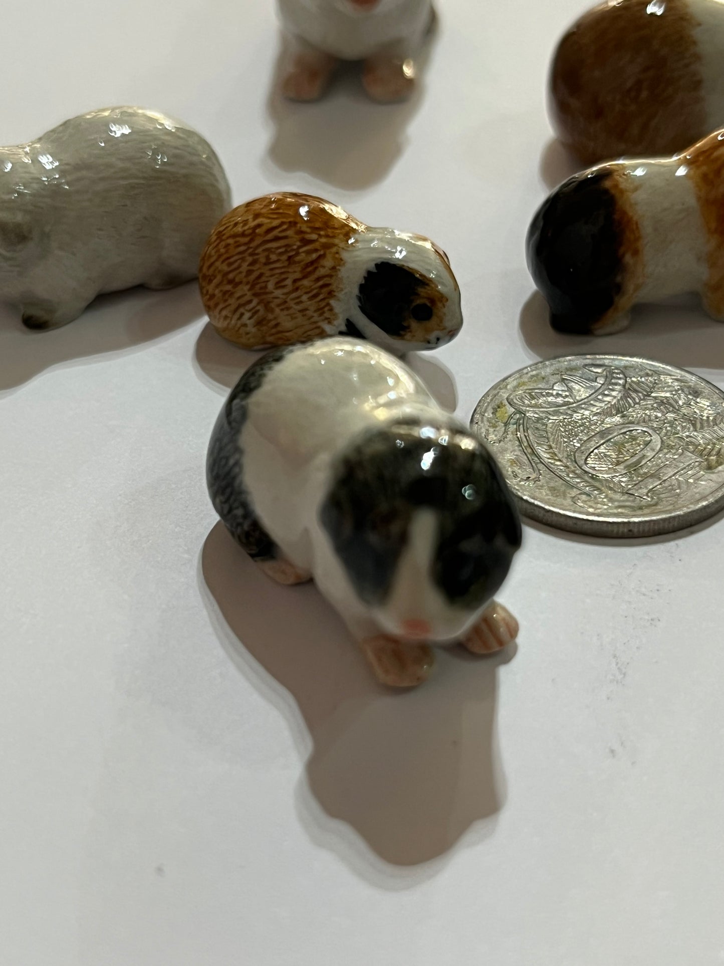 Miniature Porcelain Guinea Pig Figurines Set of 6