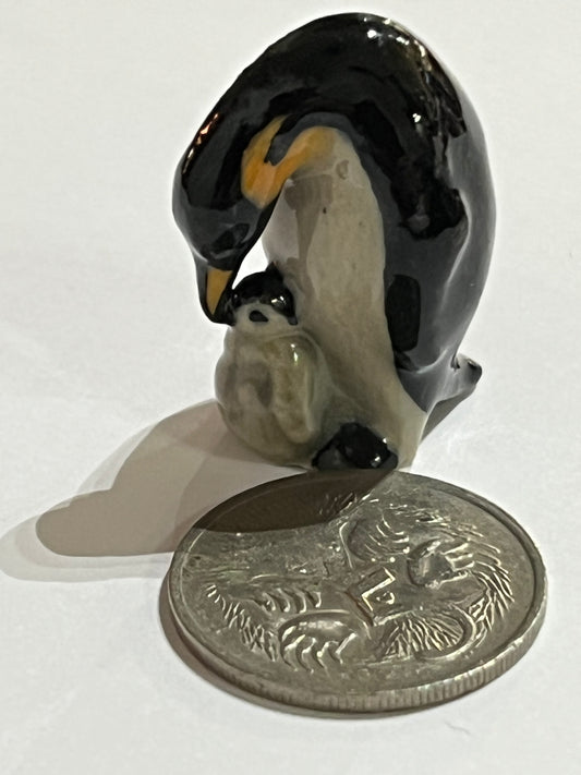 Miniature Porcelain Penguin with Baby