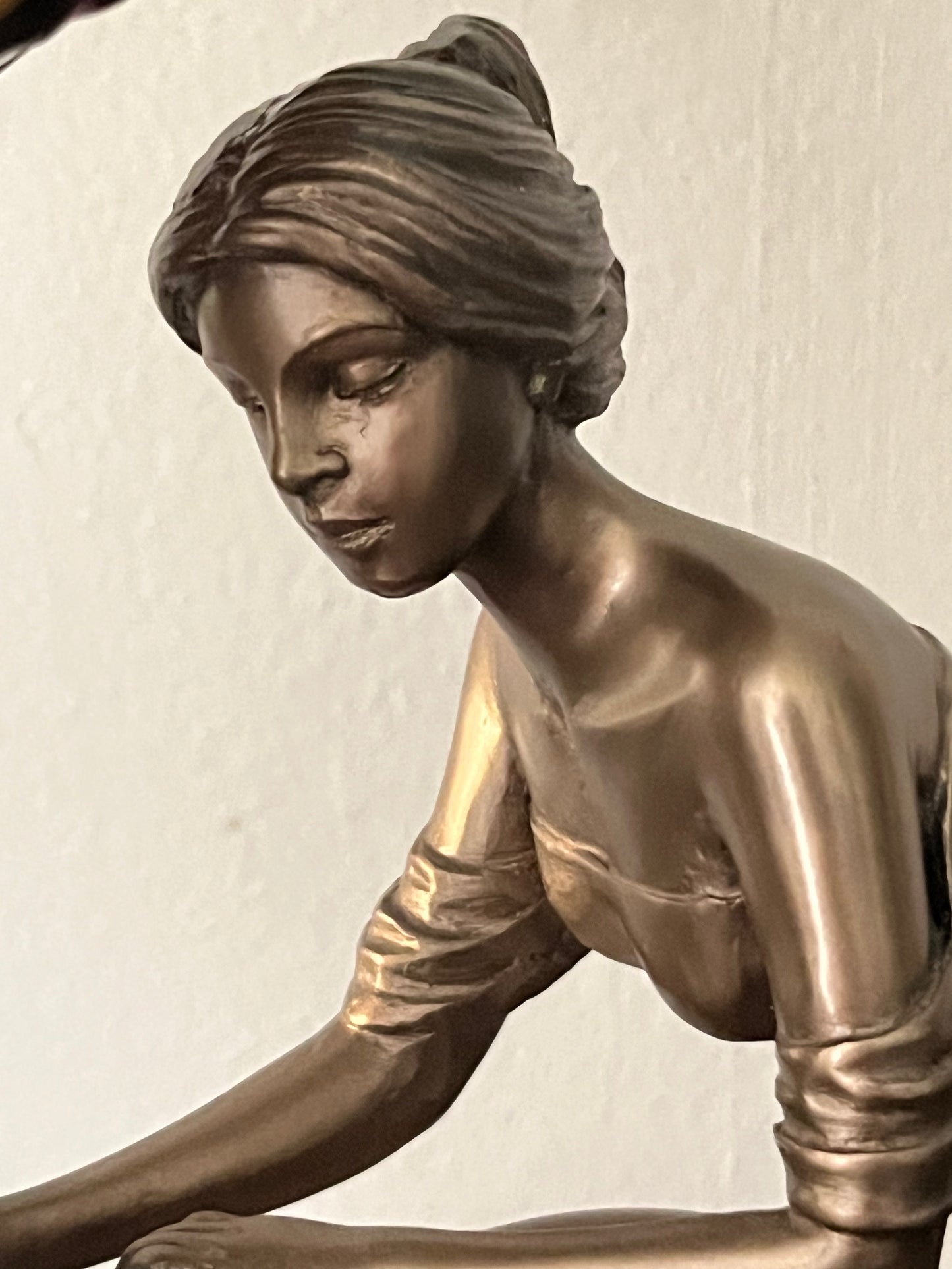 Art nouveau Lamp With Cream Lead Light And Red Glass Beads