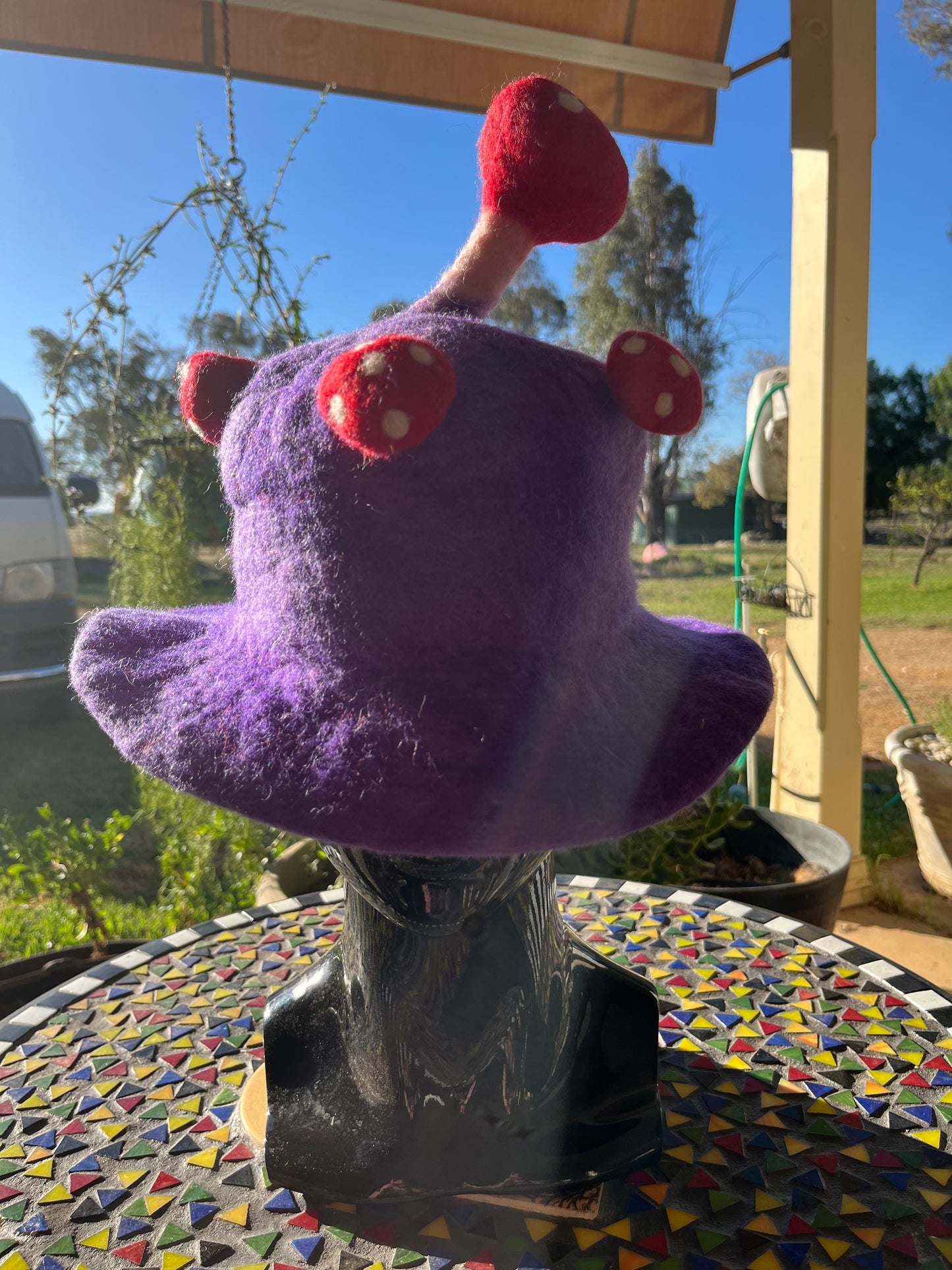 Purple Mushroom Felted Hat