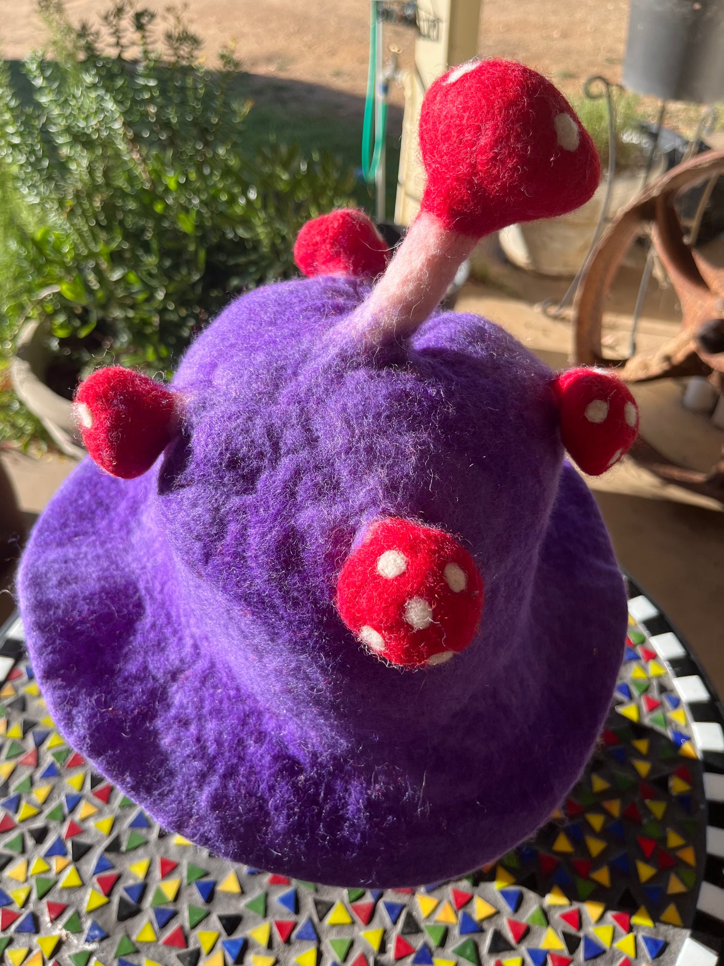 Purple Mushroom Felted Hat