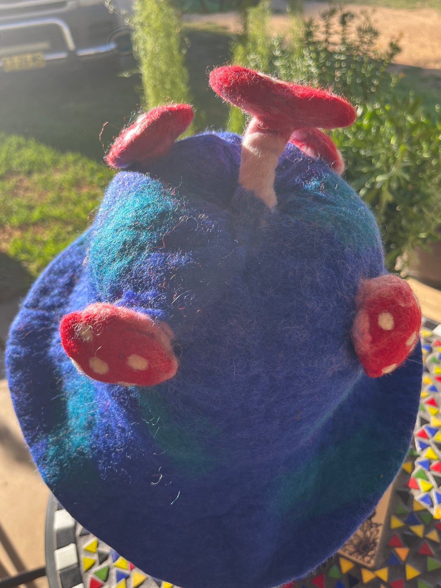 Blue Mushroom Felted Hat
