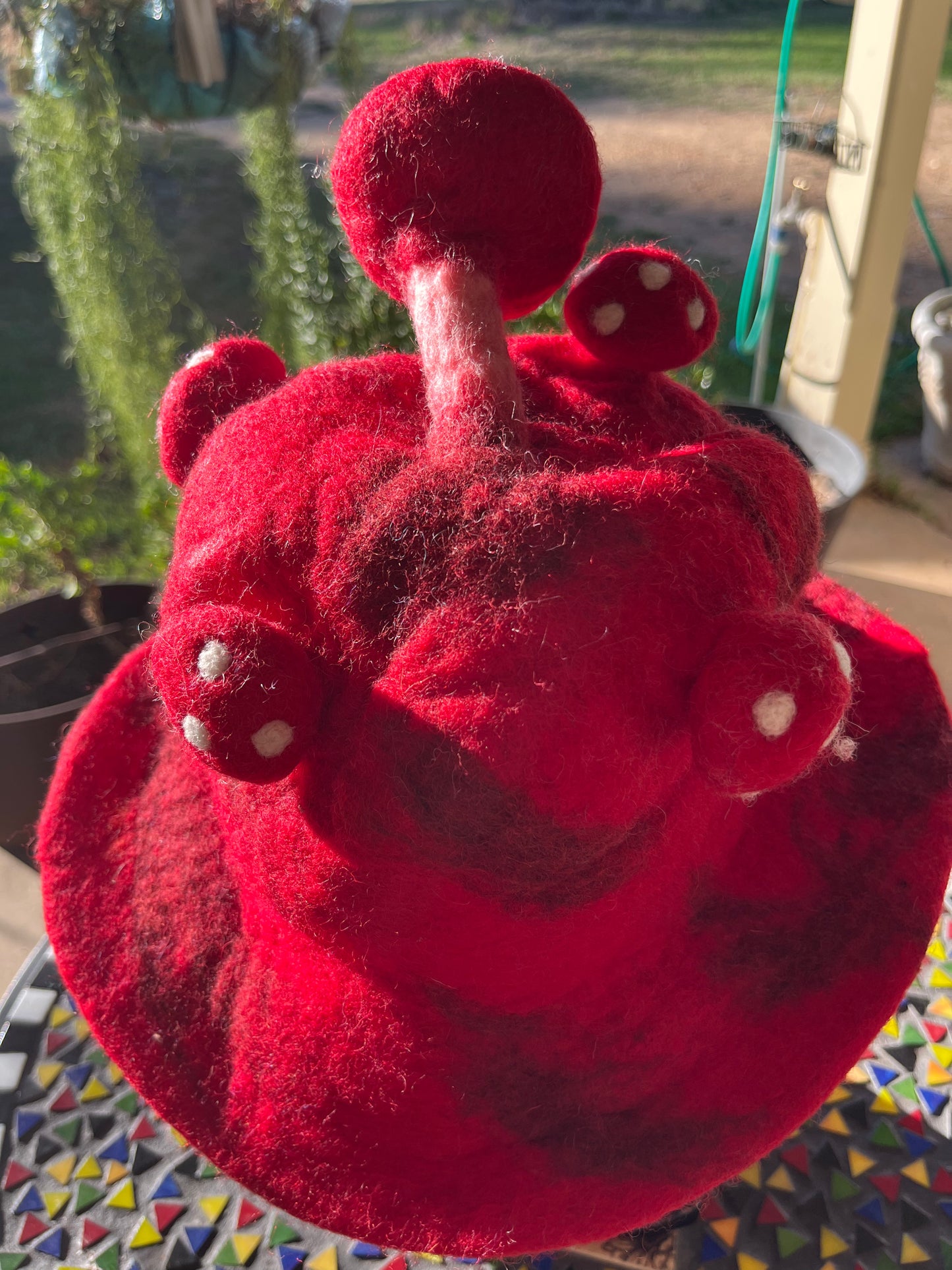 Red  Mushroom Felted Hat
