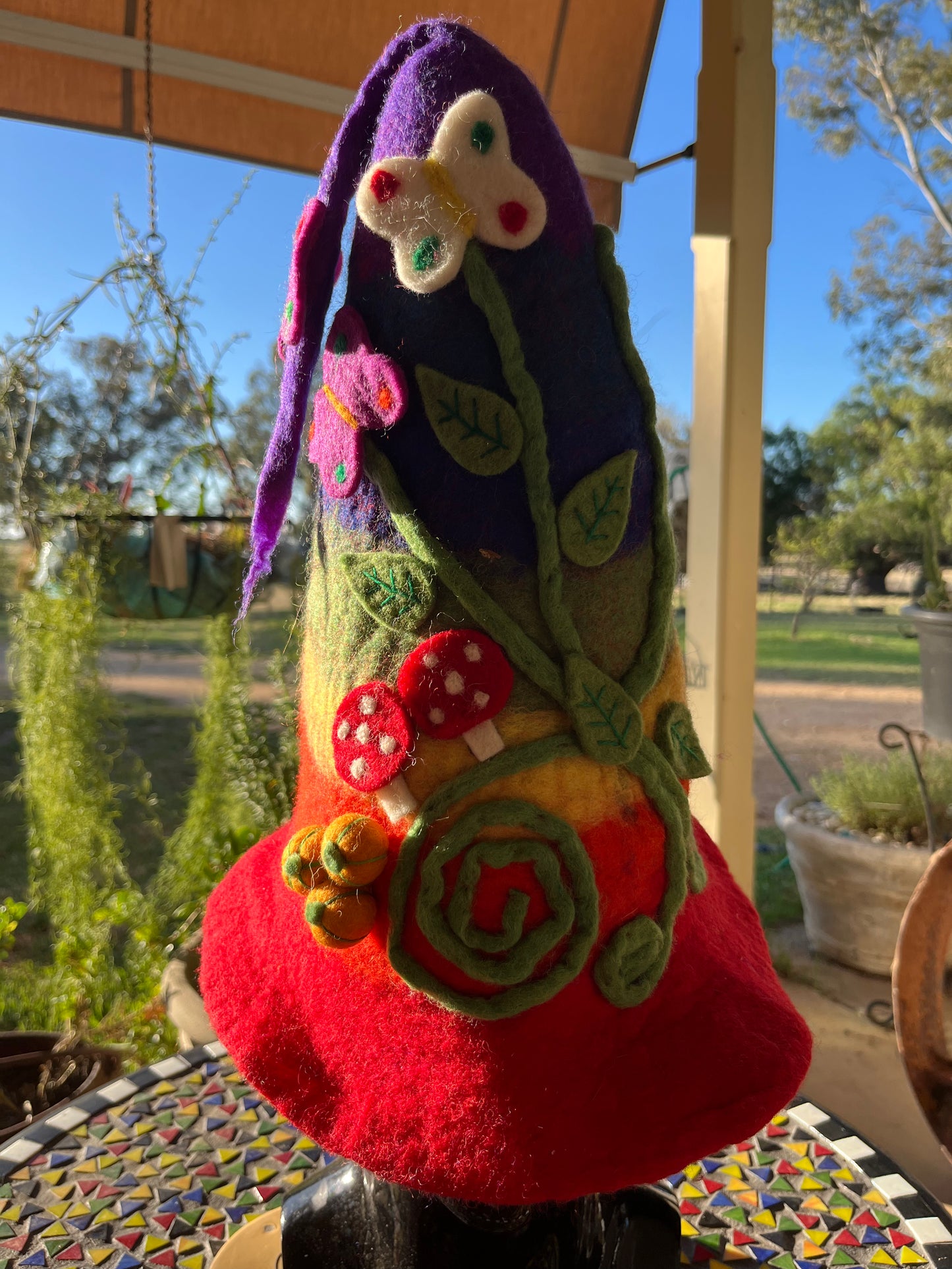 Magical Wizard  Felted Hat with Purple Butterflies