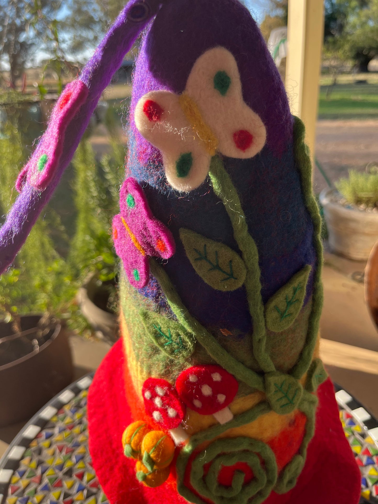 Magical Wizard  Felted Hat with Purple Butterflies