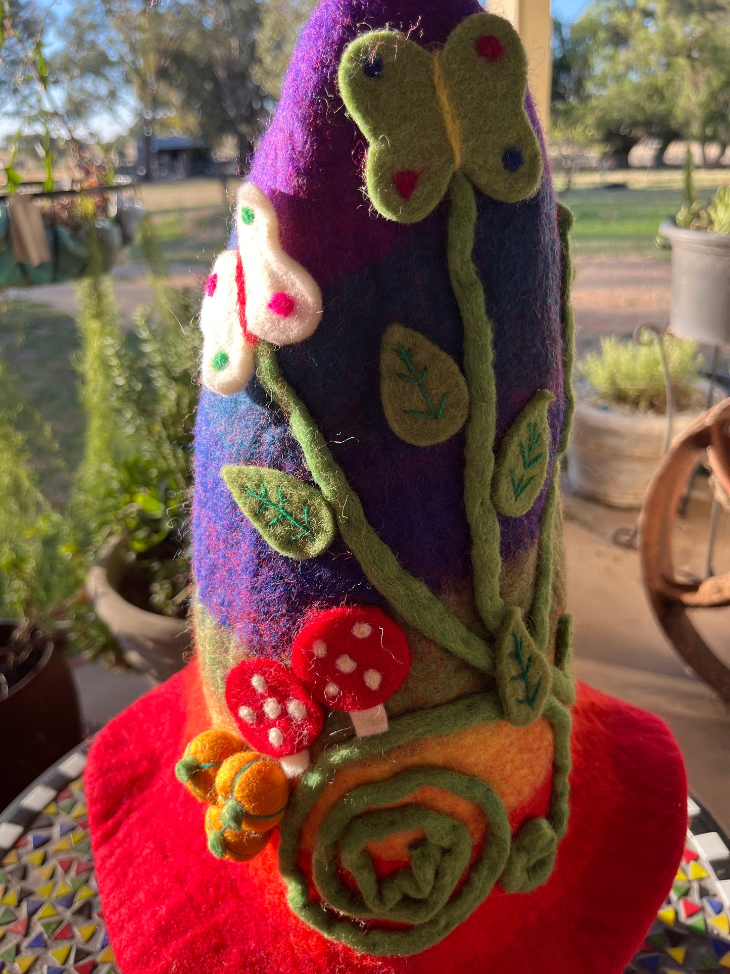 Magical Wizard  Felted Hat with Pink Butterflies