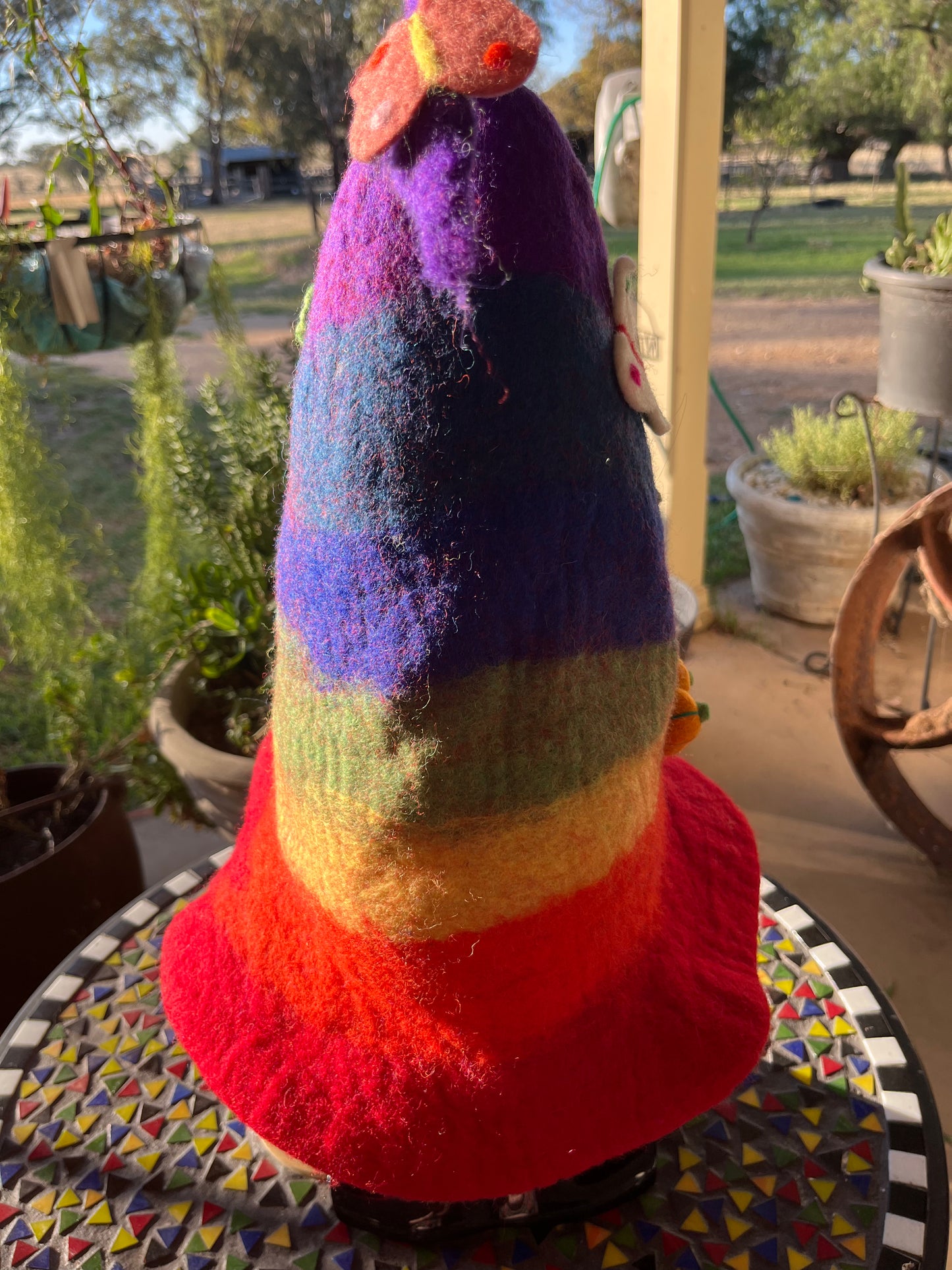 Magical Wizard  Felted Hat with Pink Butterflies