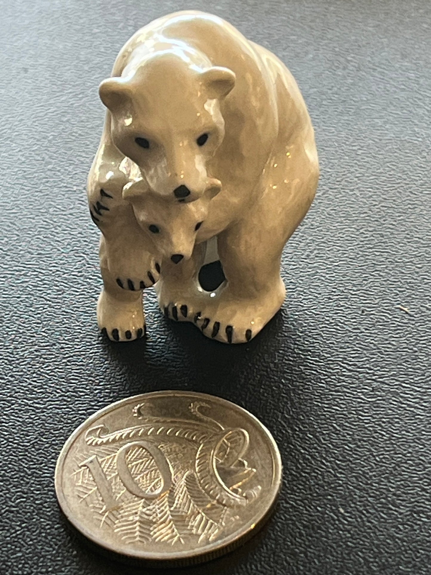 Miniature Porcelain White Polar Bear Mother and Cub