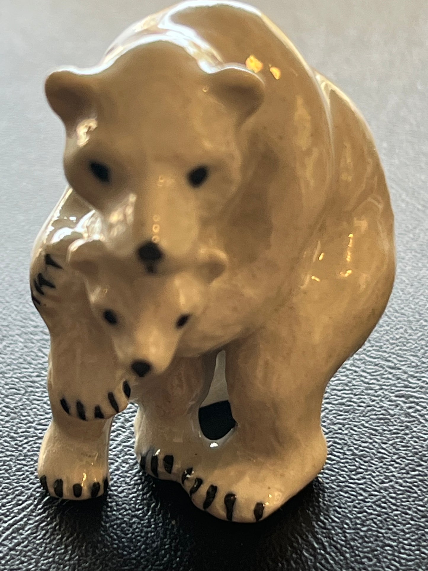Miniature Porcelain White Polar Bear Mother and Cub