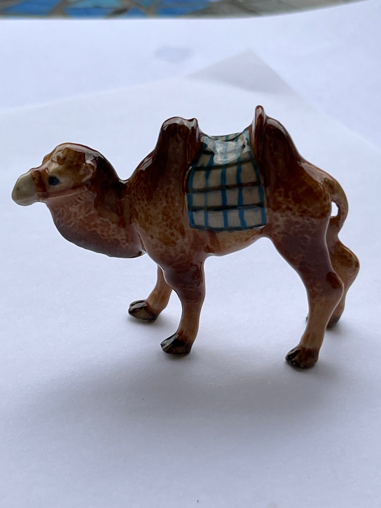 Miniature Porcelain Camel with Saddle Figurine
