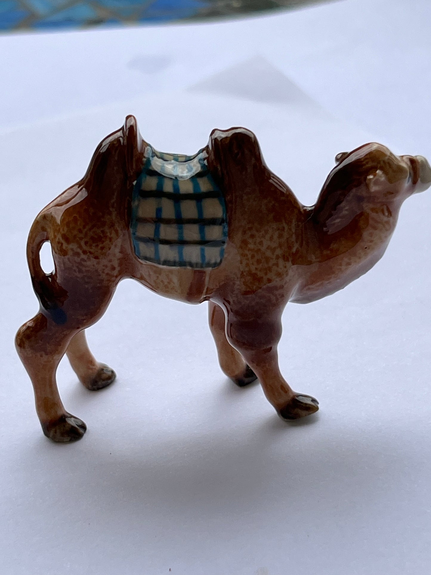 Miniature Porcelain Camel with Saddle Figurine
