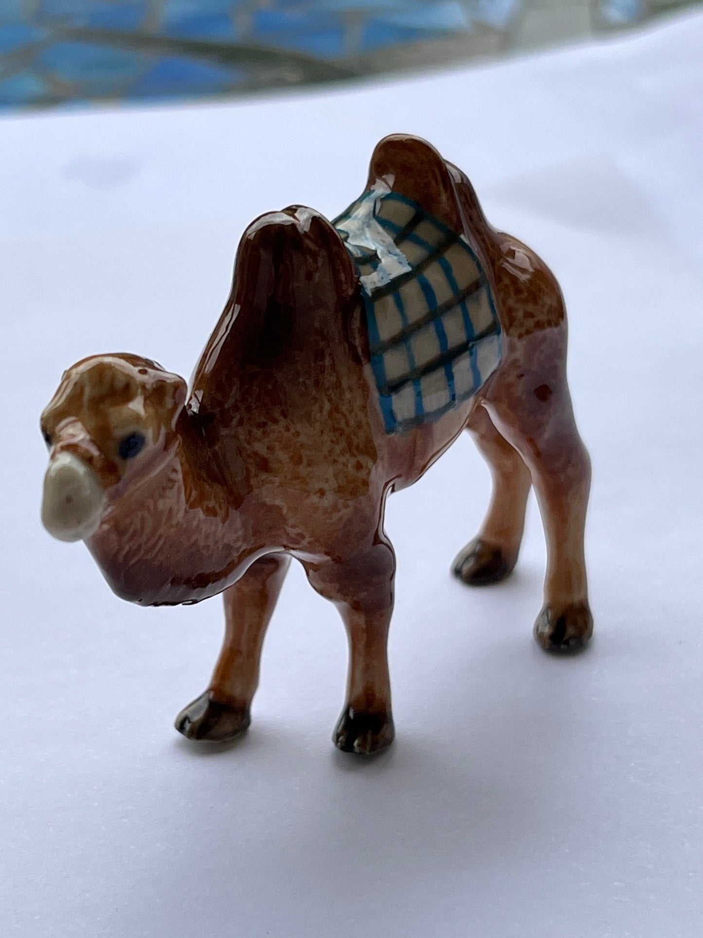 Miniature Porcelain Camel with Saddle Figurine