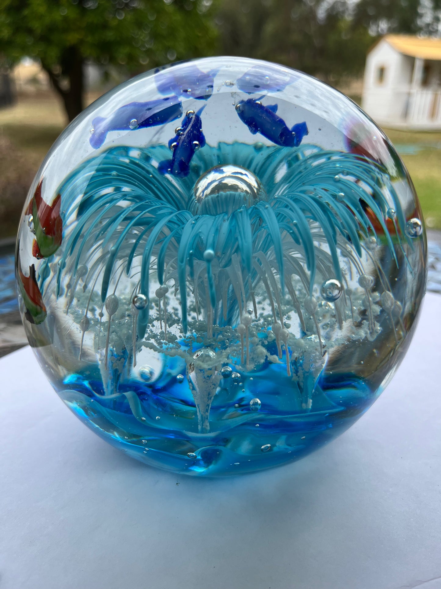 Large Paperweight Blue Splash Dolpine Glow in the dark 14cm