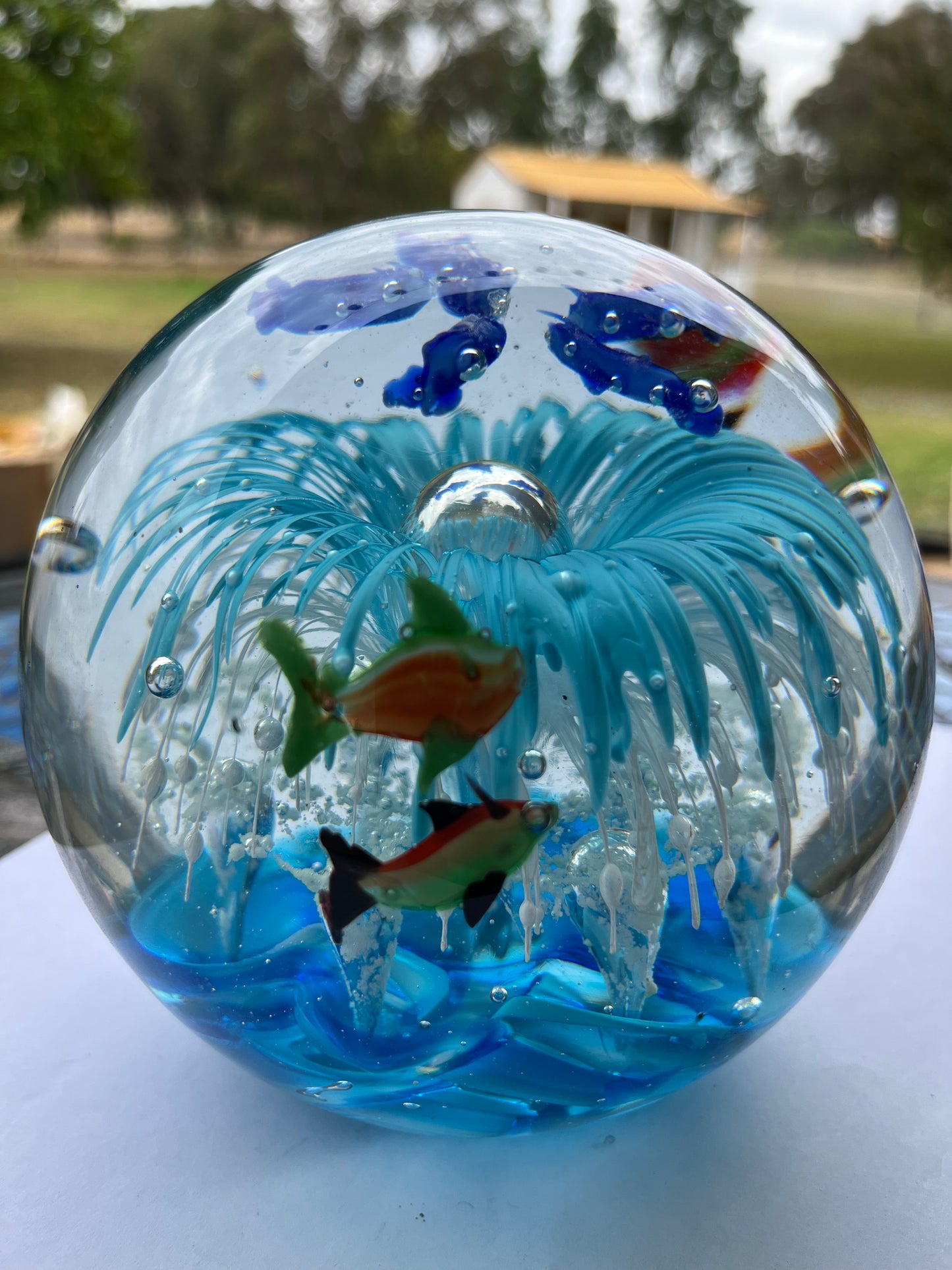 Large Paperweight Blue Splash Dolpine Glow in the dark 14cm