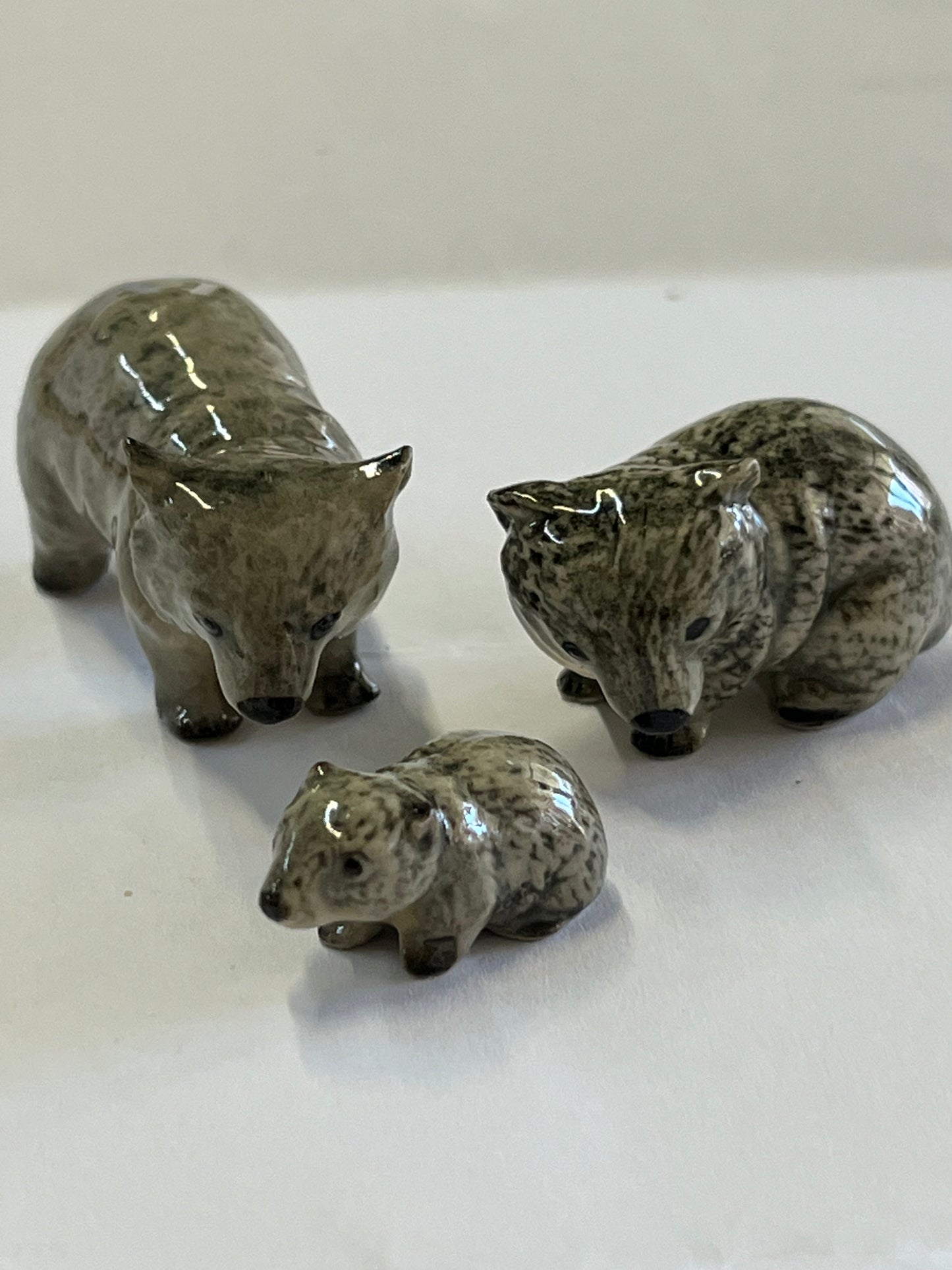 Miniature Porcelain Wombat Family (3pcs)