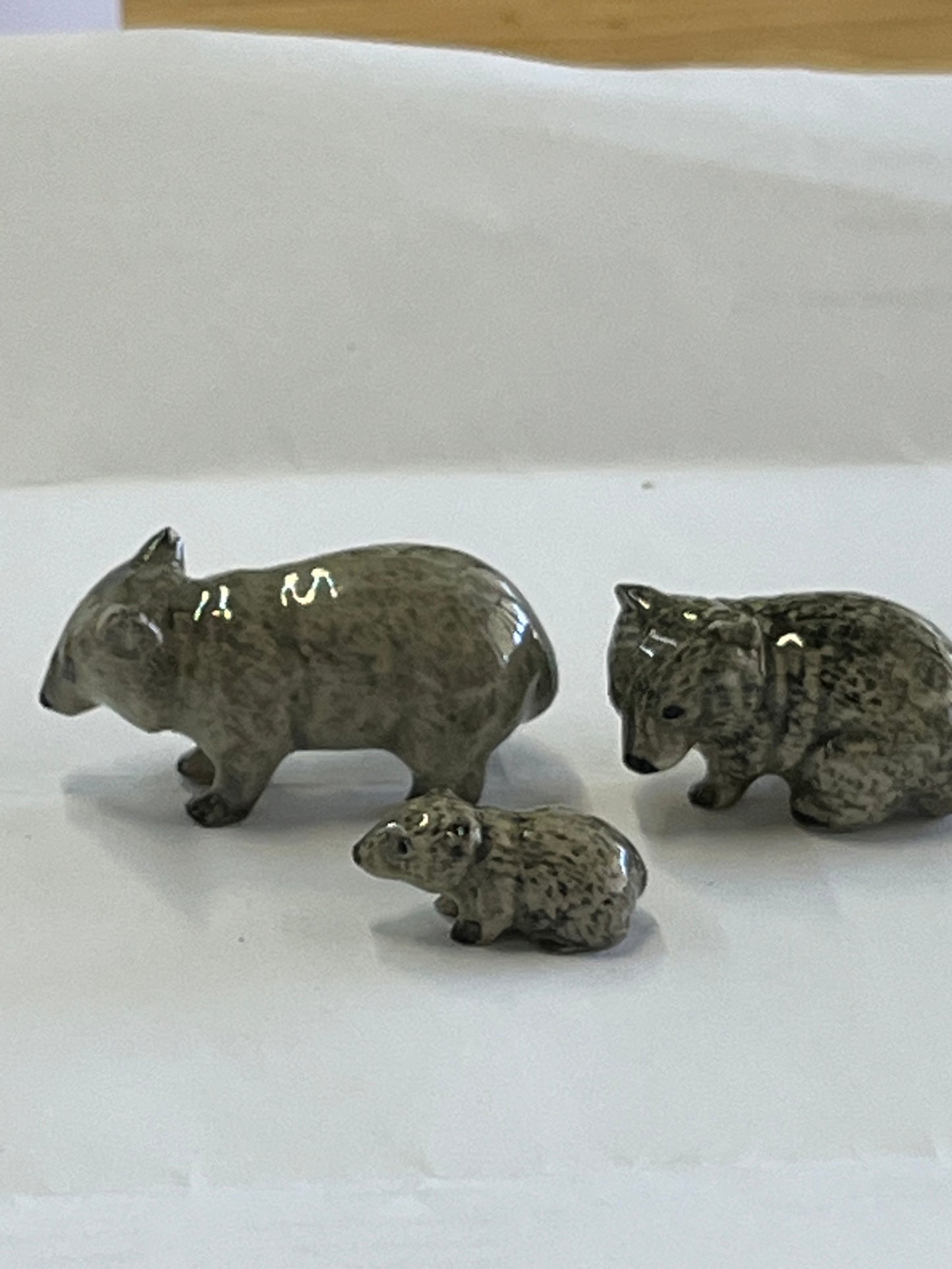 Miniature Porcelain Wombat Family (3pcs)