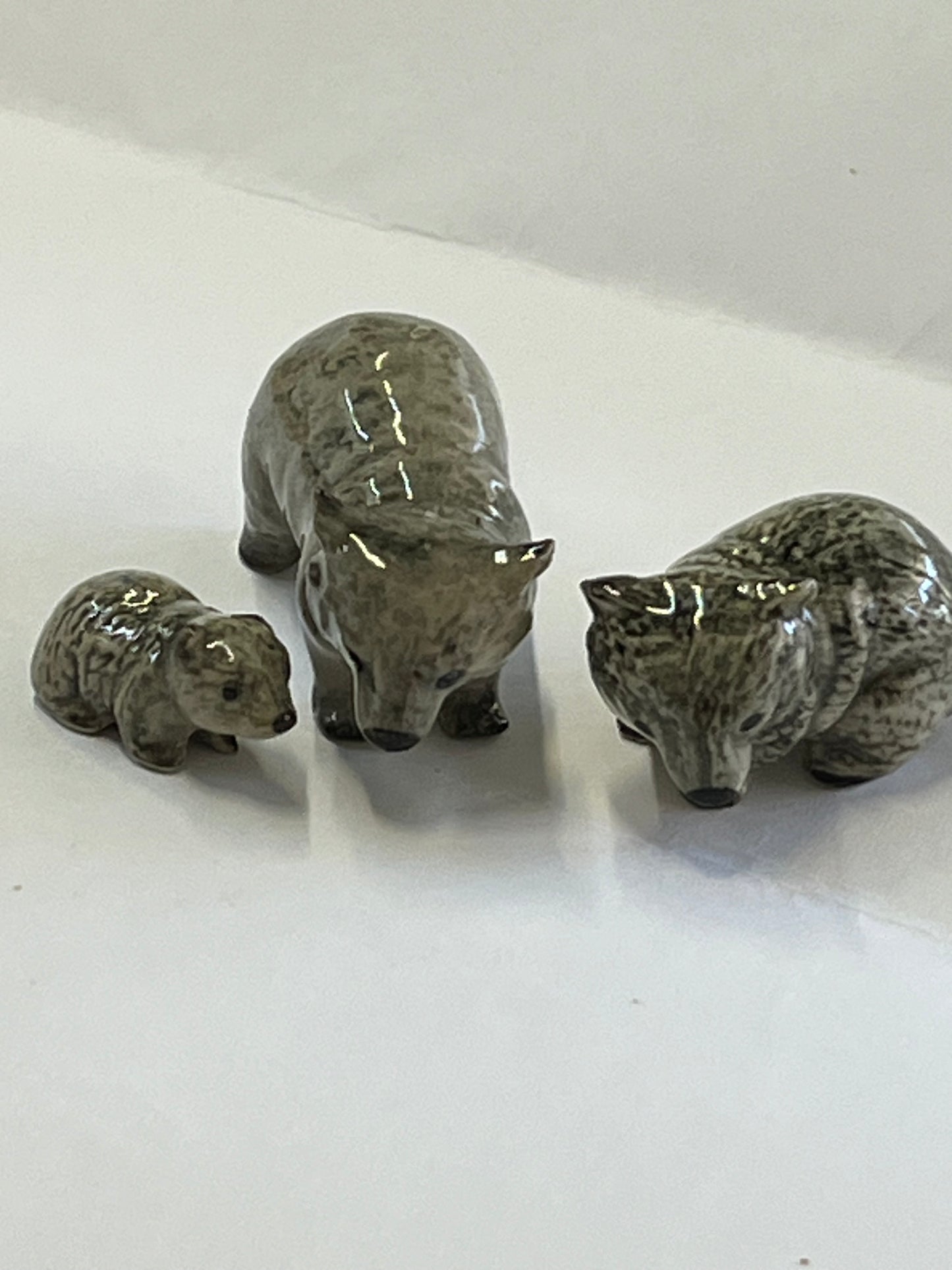 Miniature Porcelain Wombat Family (3pcs)