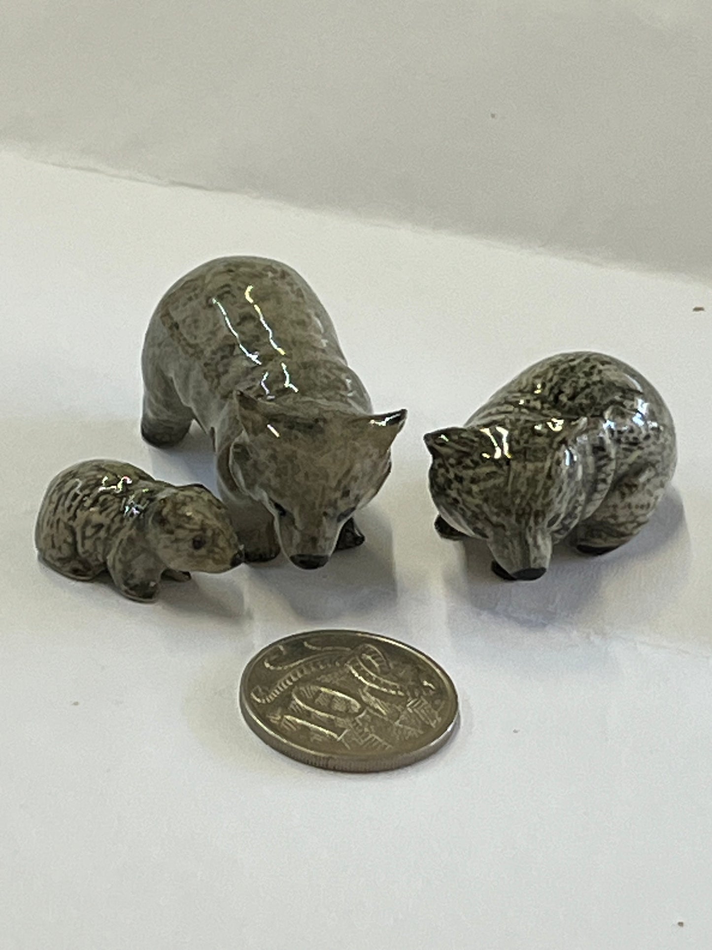 Miniature Porcelain Wombat Family (3pcs)
