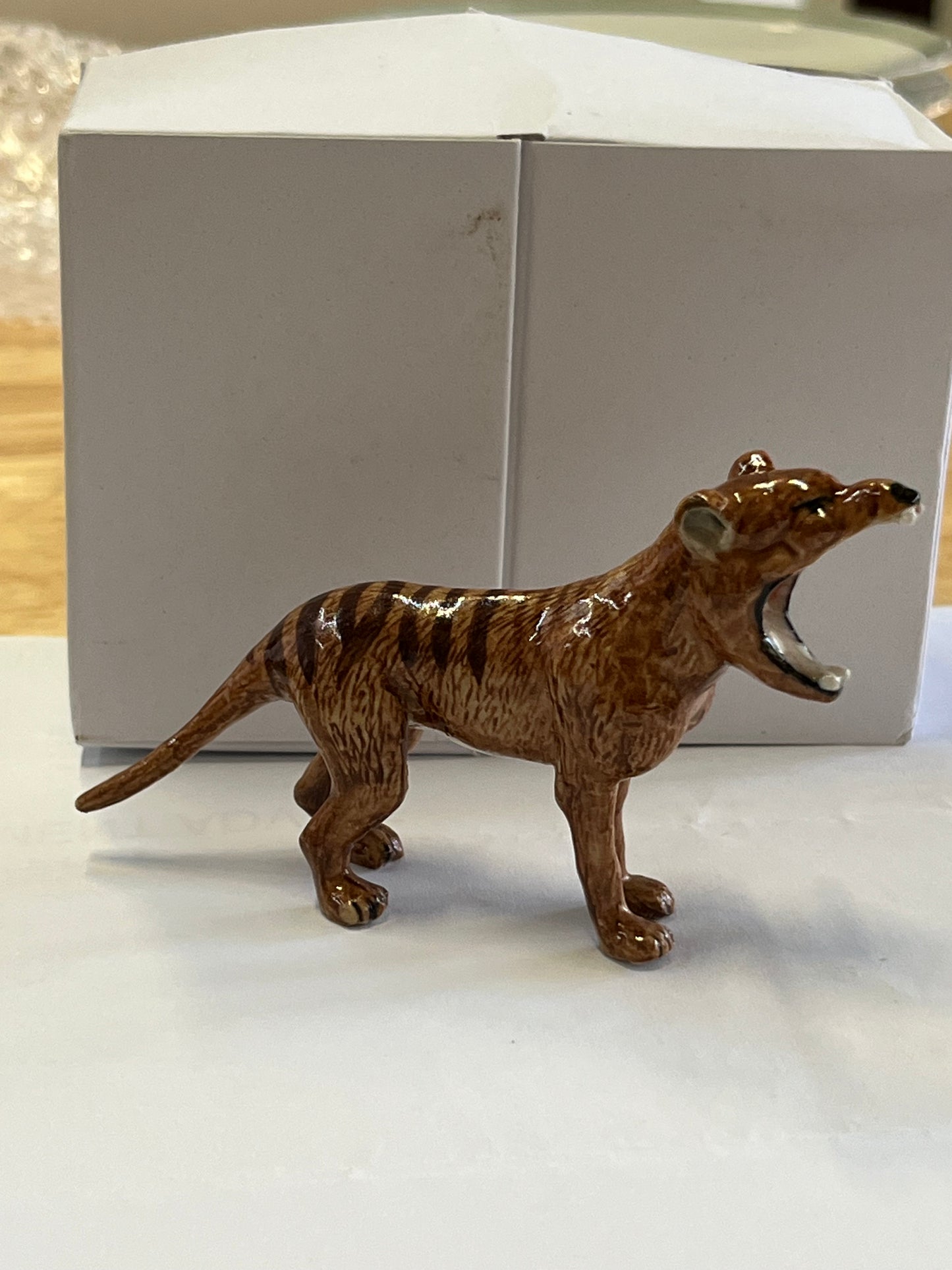 Miniature Porcelain Tasmanian Tiger Thylacine