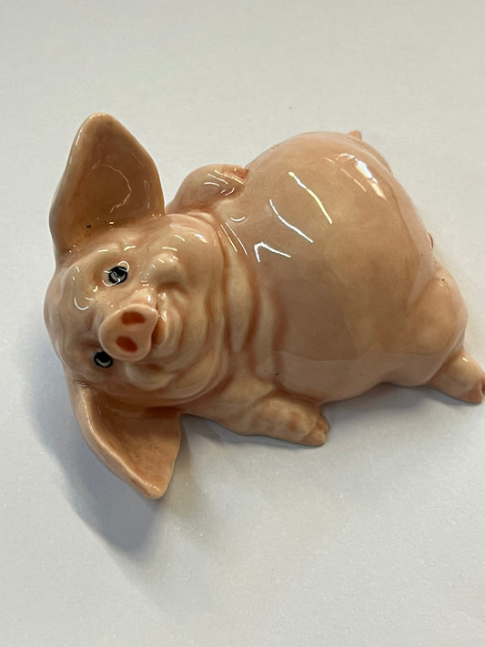 Miniature Porcelain Comical Lazy Fat Pig lying down